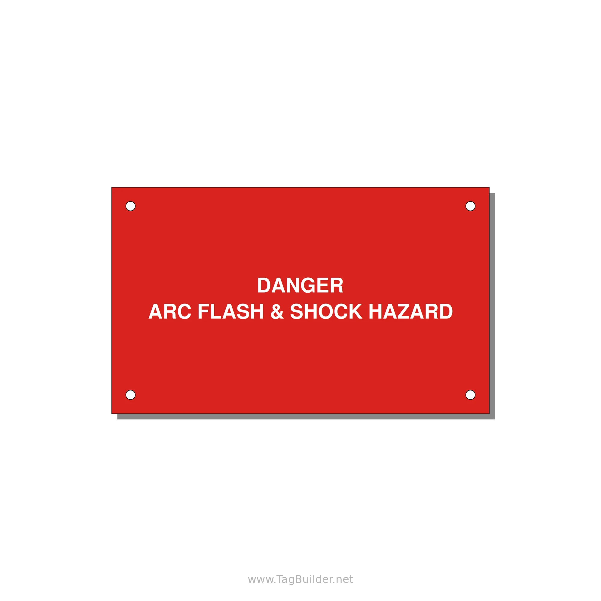 5.0x3.0" Arc Flash Safety Label - DANGER ARC FLASH & SHOCK — 5x3" White on Red, Holes