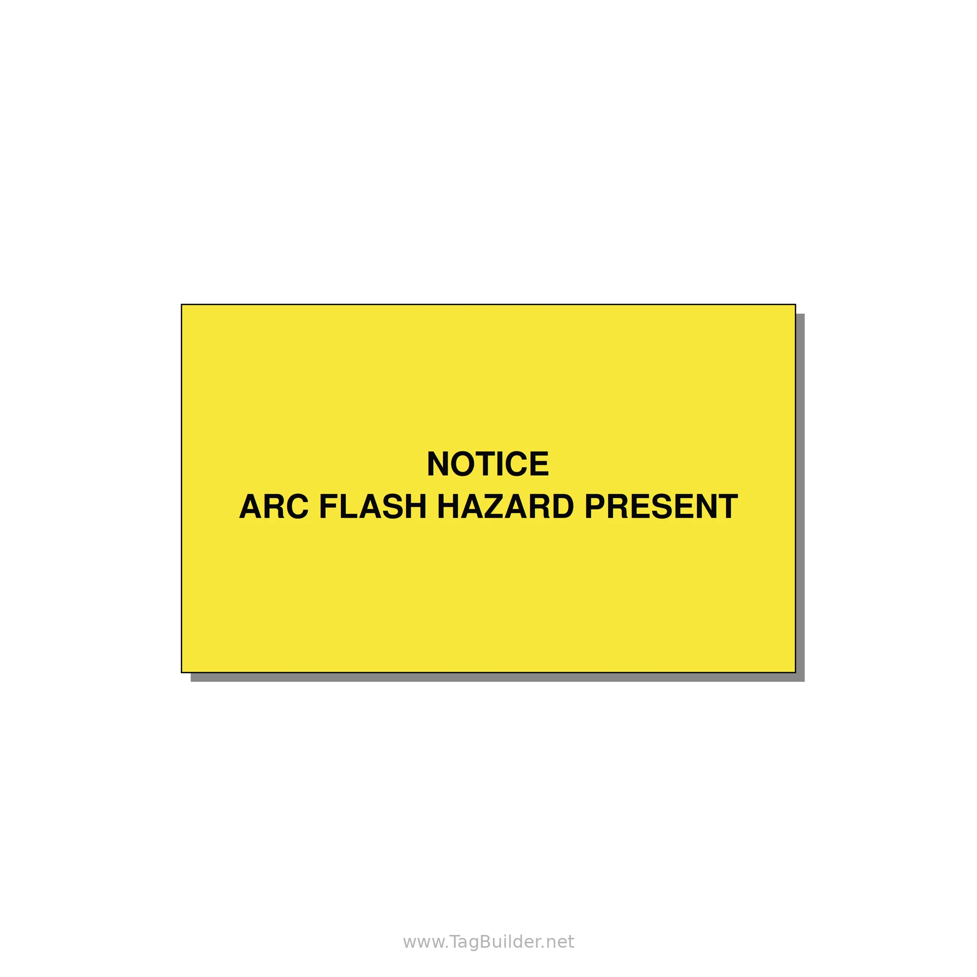 5.0x3.0" Arc Flash Safety Label - NOTICE ARC FLASH HAZARD P — 5x3" Black on Yellow, Adhesive