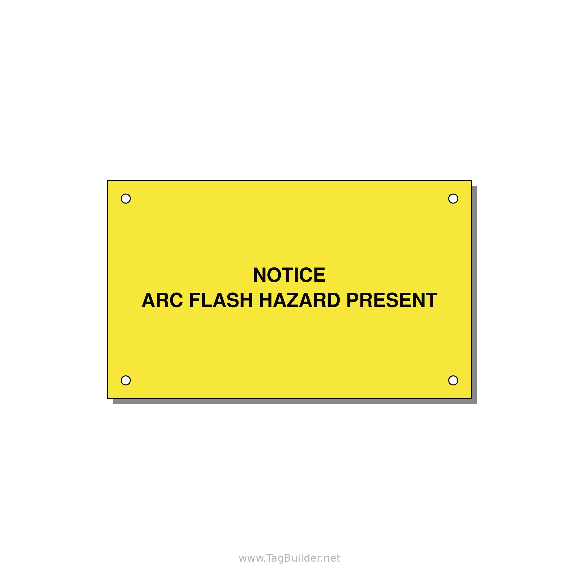 5.0x3.0" Arc Flash Safety Label - NOTICE ARC FLASH HAZARD P — 5x3" Black on Yellow, Holes