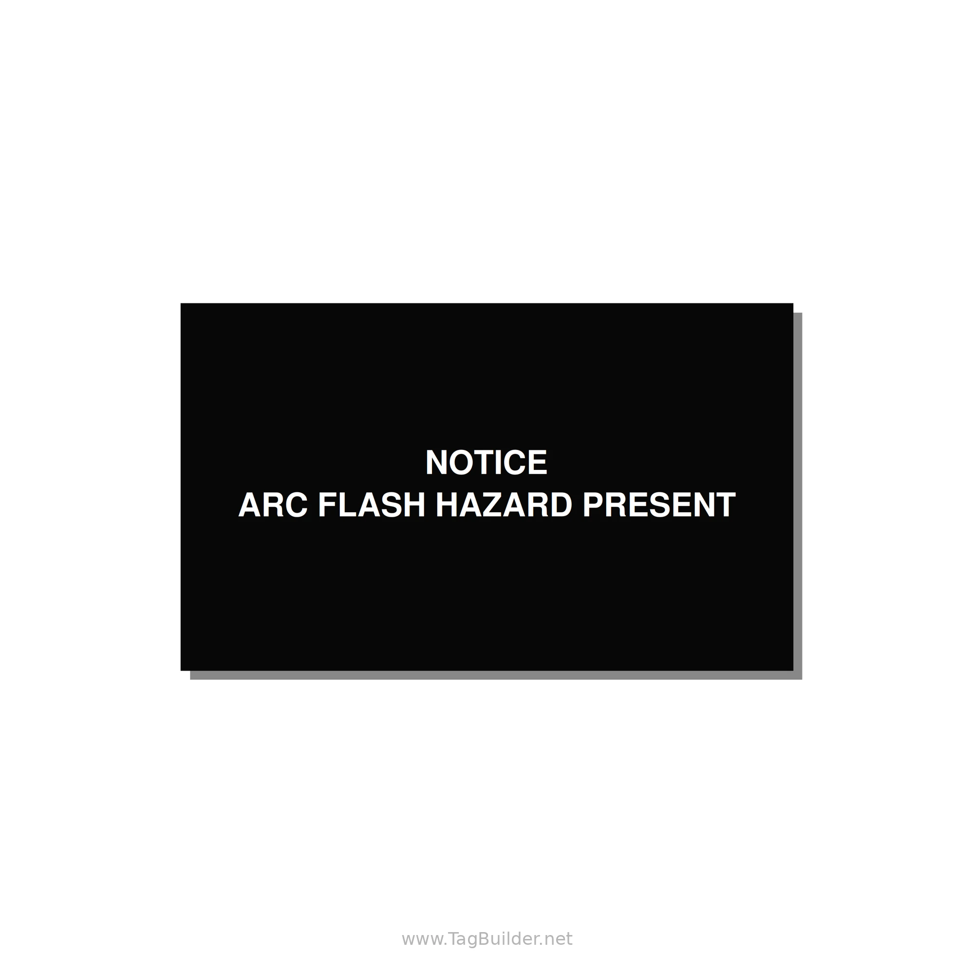 5.0x3.0" Arc Flash Safety Label - NOTICE ARC FLASH HAZARD P — 5x3" White on Black, Adhesive
