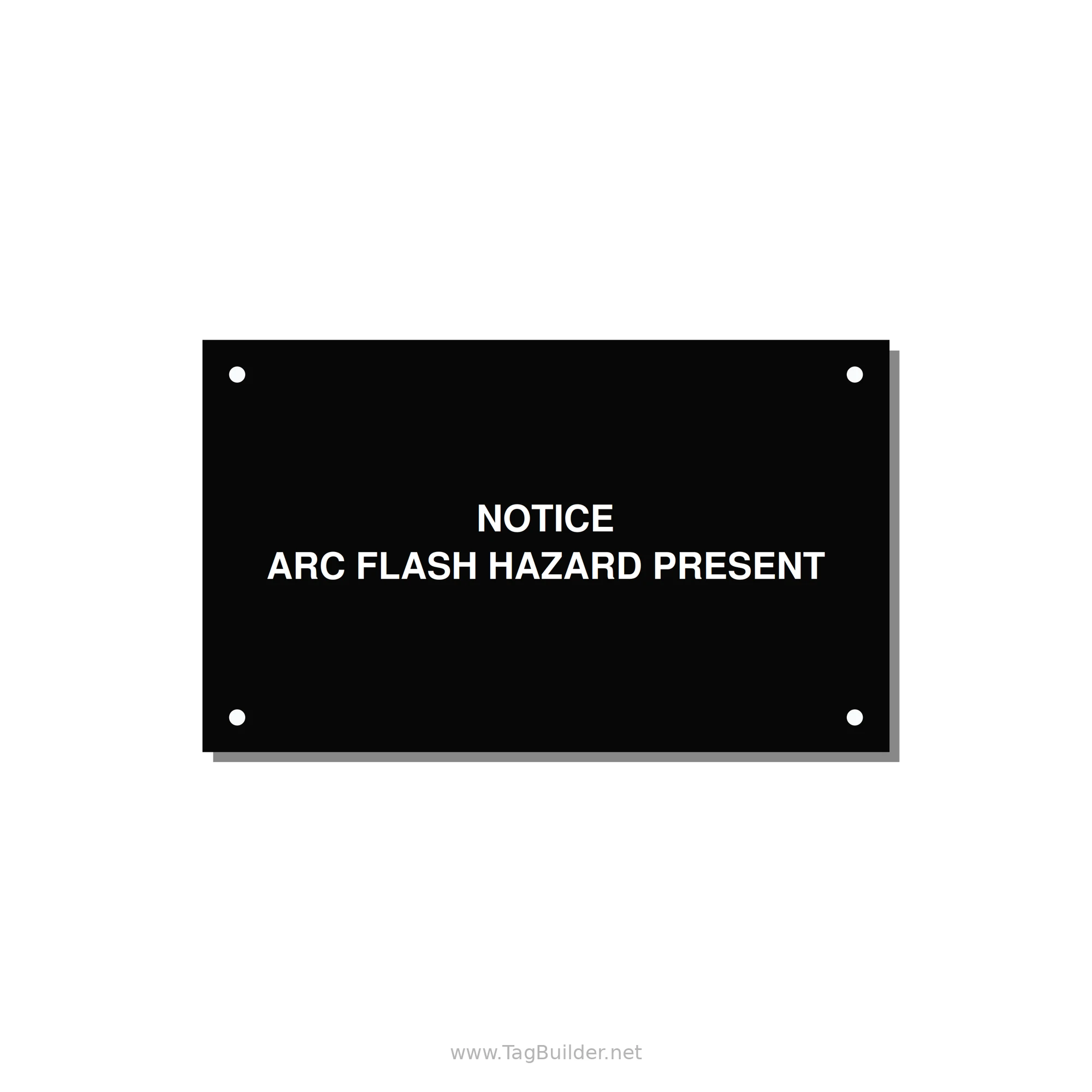 5.0x3.0" Arc Flash Safety Label - NOTICE ARC FLASH HAZARD P — 5x3" White on Black, Holes