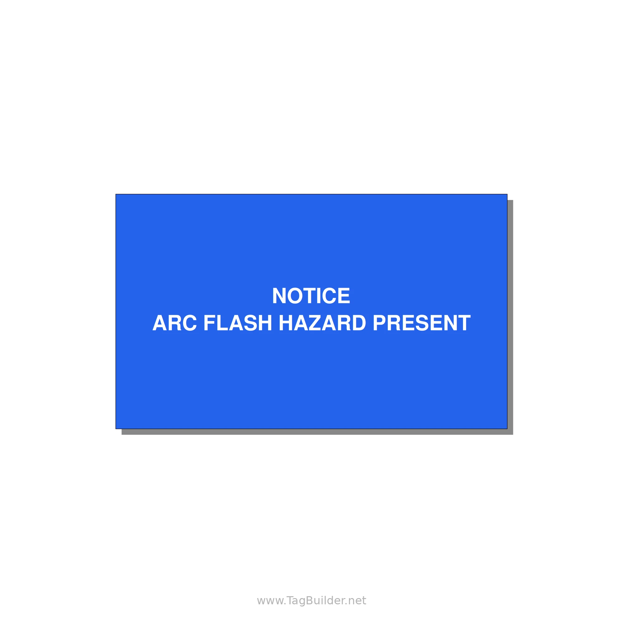 5.0x3.0" Arc Flash Safety Label - NOTICE ARC FLASH HAZARD P — 5x3" White on Blue, Adhesive