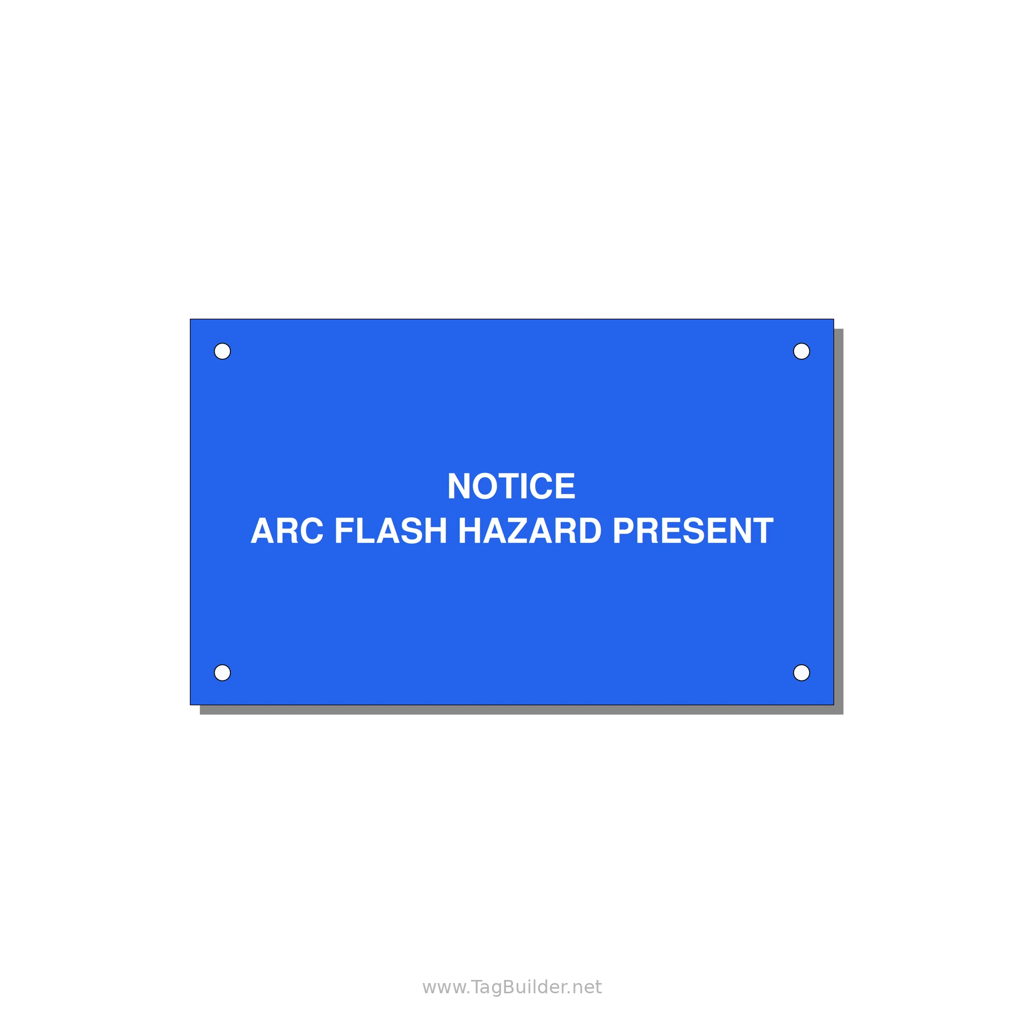 5.0x3.0" Arc Flash Safety Label - NOTICE ARC FLASH HAZARD P — 5x3" White on Blue, Holes