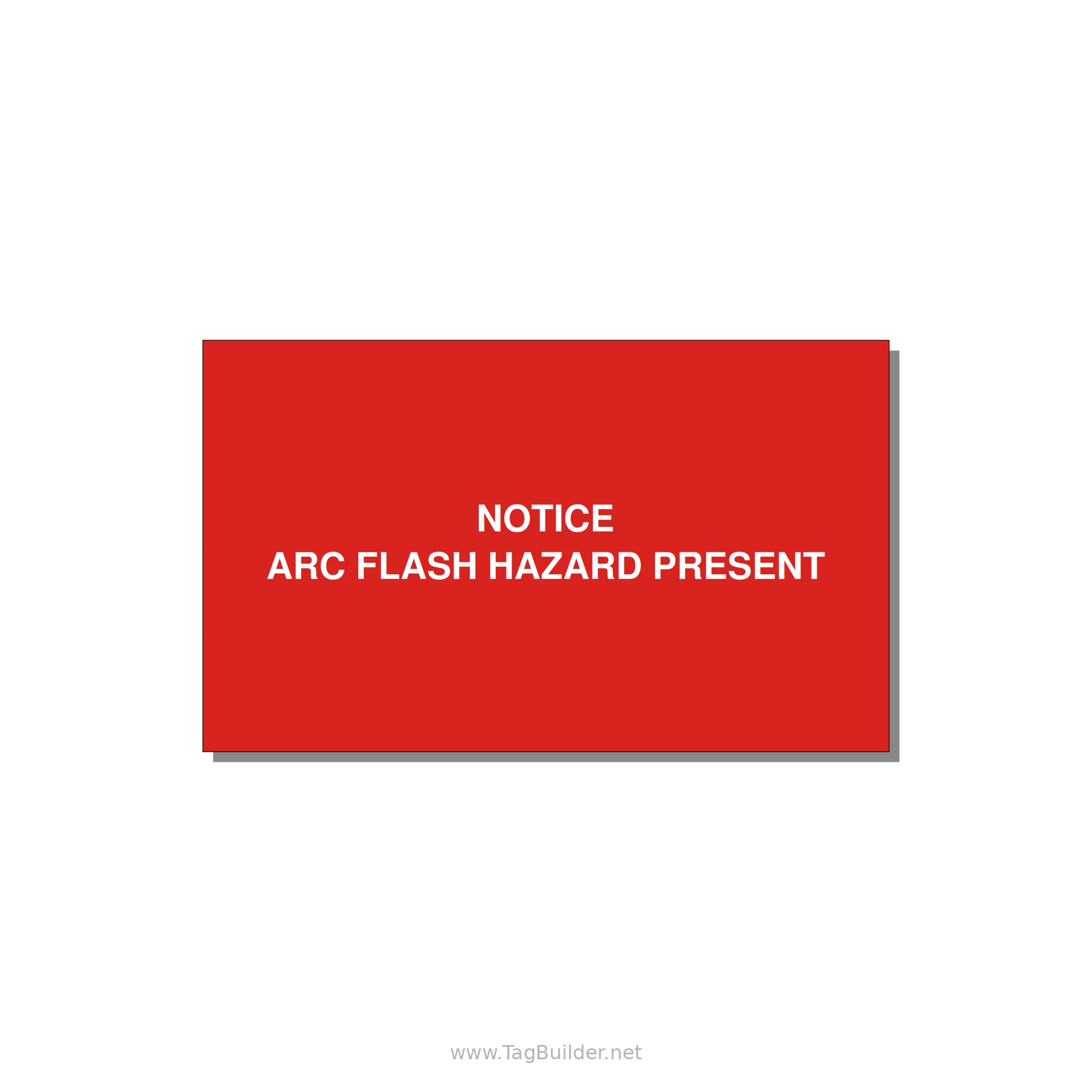 5.0x3.0" Arc Flash Safety Label - NOTICE ARC FLASH HAZARD P — 5x3" White on Red, Adhesive
