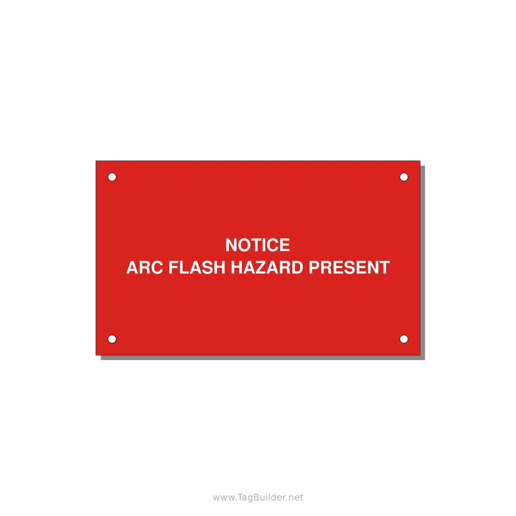 5.0x3.0" Arc Flash Safety Label - NOTICE ARC FLASH HAZARD P — 5x3" White on Red, Holes