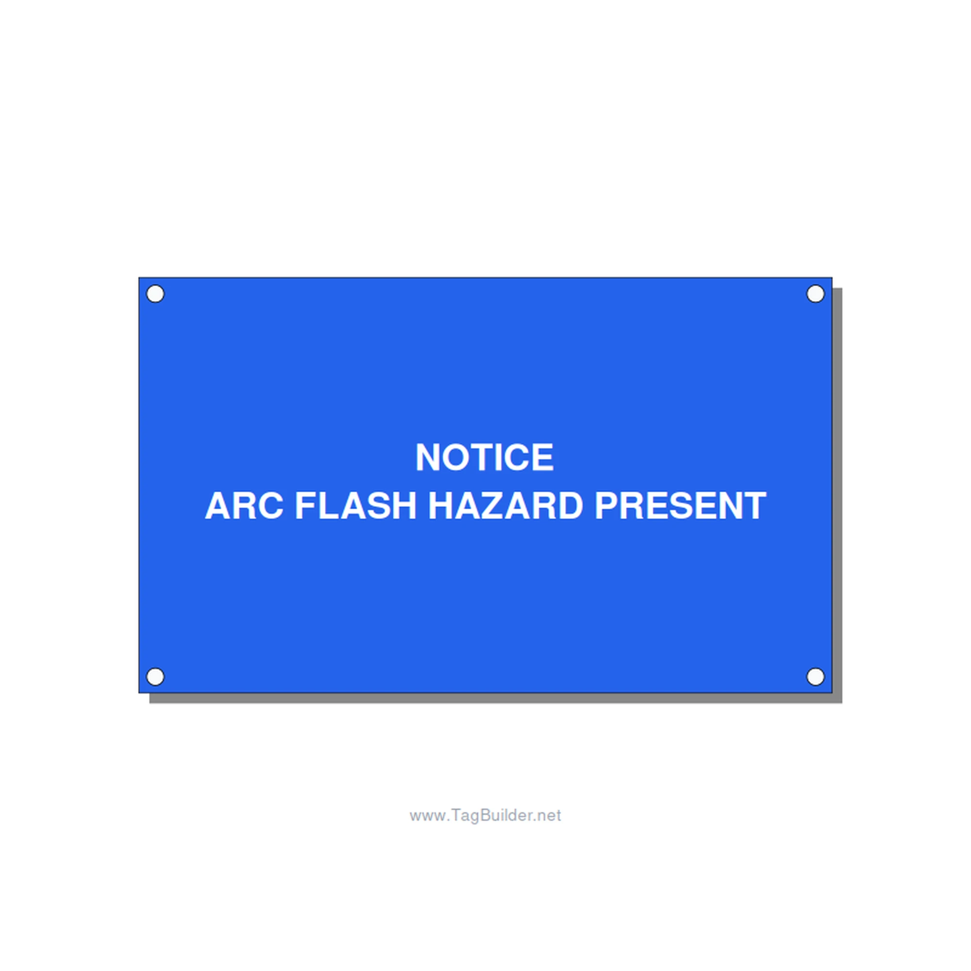 5.0x3.0" Arc Flash Safety Label - NOTICE ARC FLASH HAZARD P, White/Blue, Holes