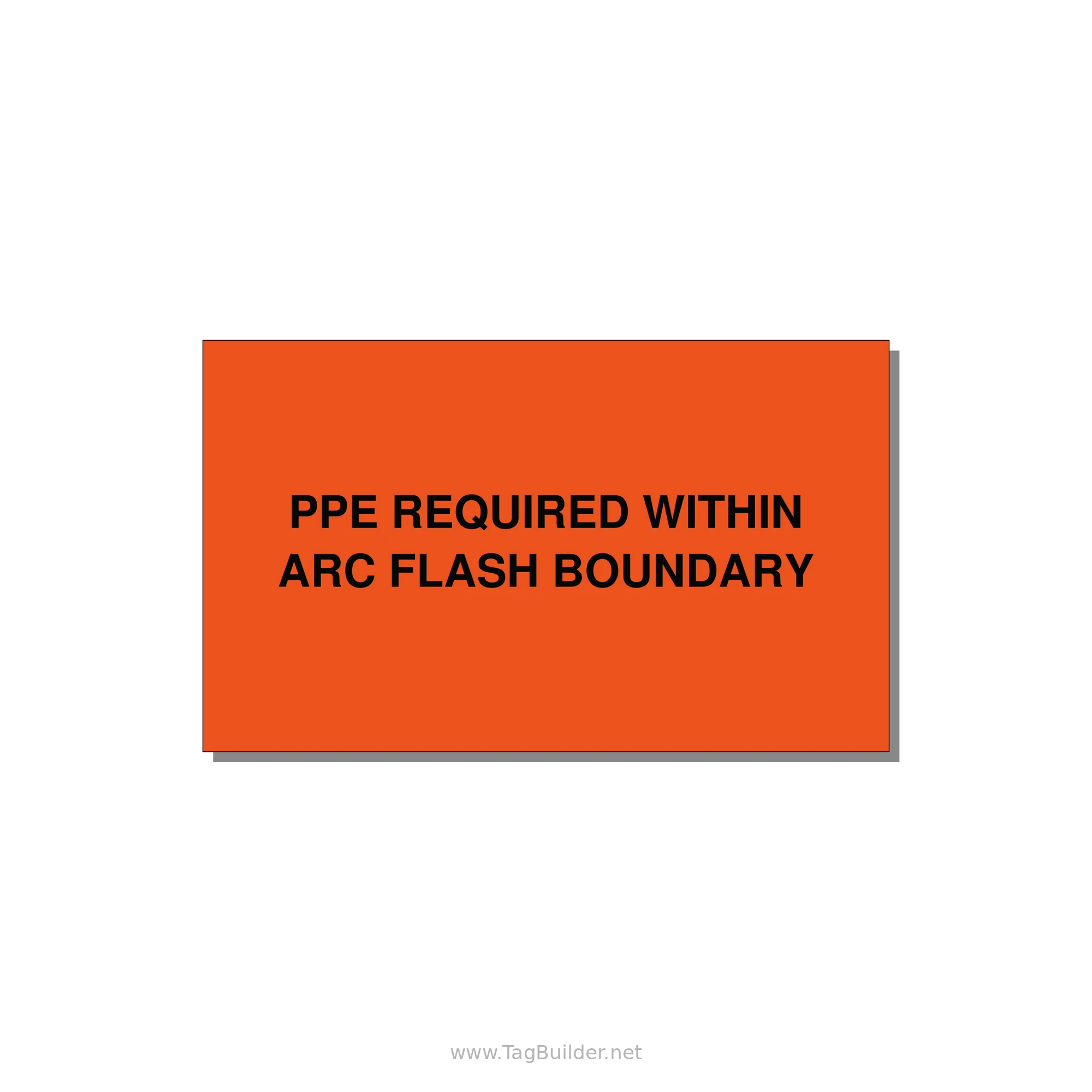 5.0x3.0" Arc Flash Safety Label - PPE REQUI — 5x3" Black on Orange, Adhesive