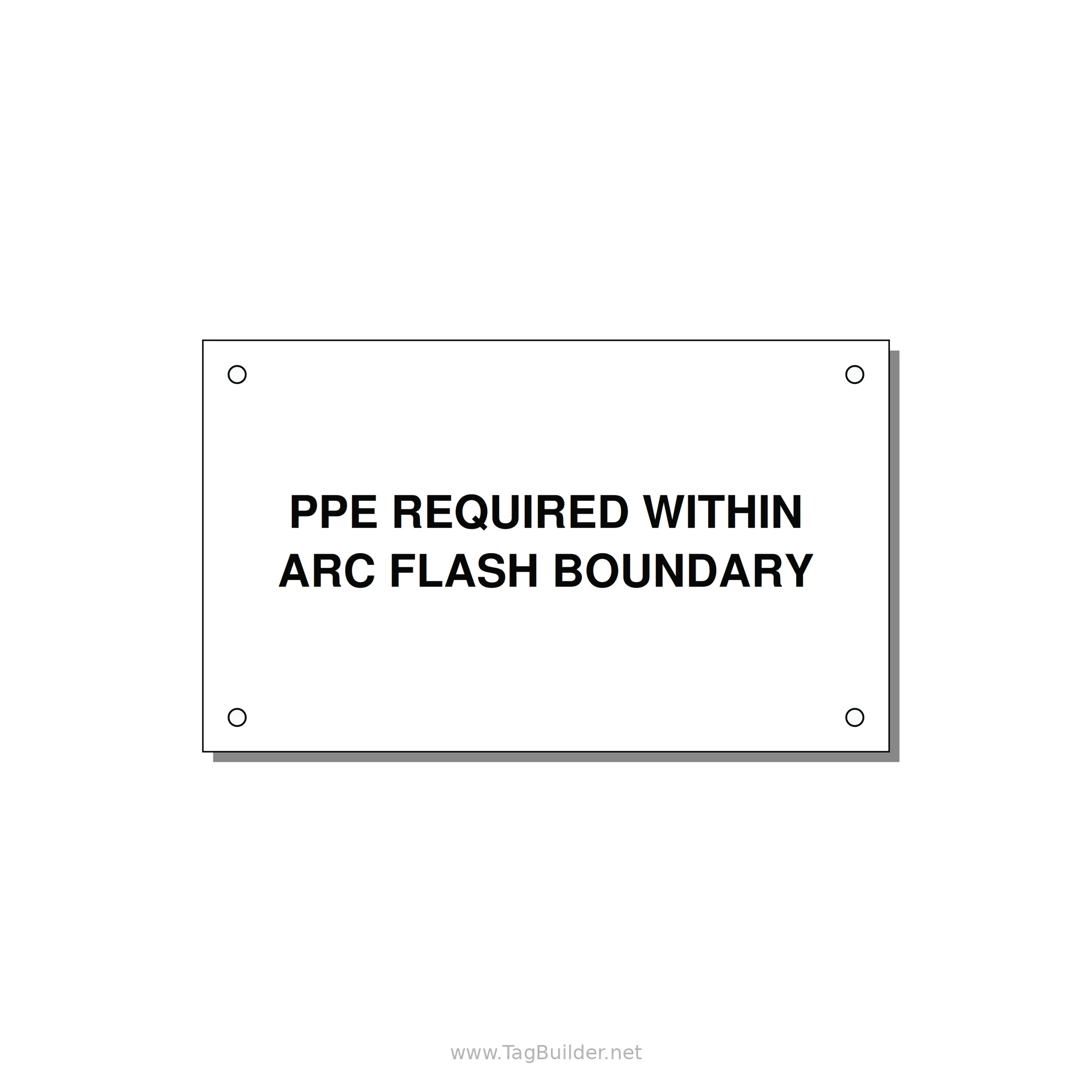 5.0x3.0" Arc Flash Safety Label - PPE REQUI — 5x3" Black on White, Holes