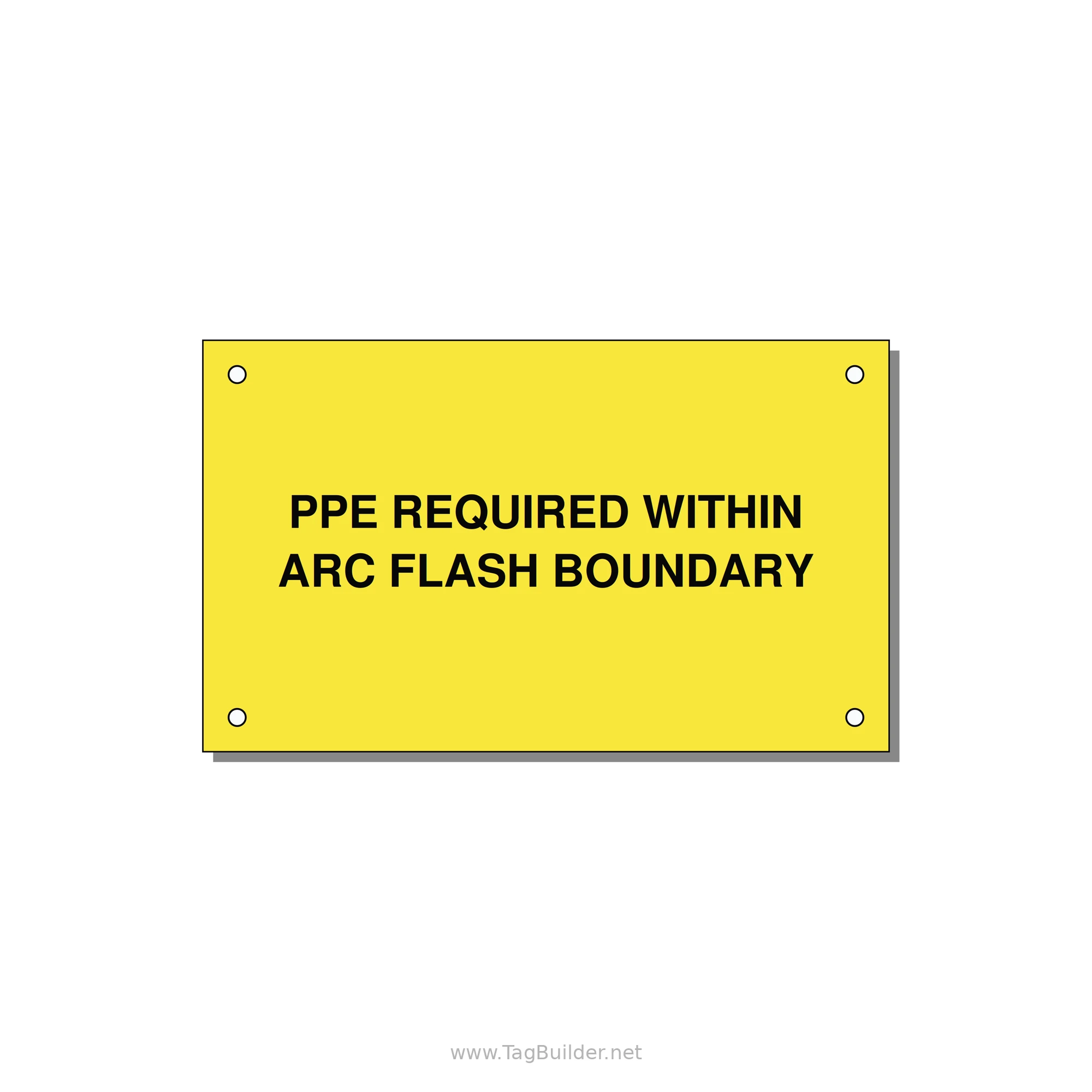 5.0x3.0" Arc Flash Safety Label - PPE REQUI — 5x3" Black on Yellow, Holes