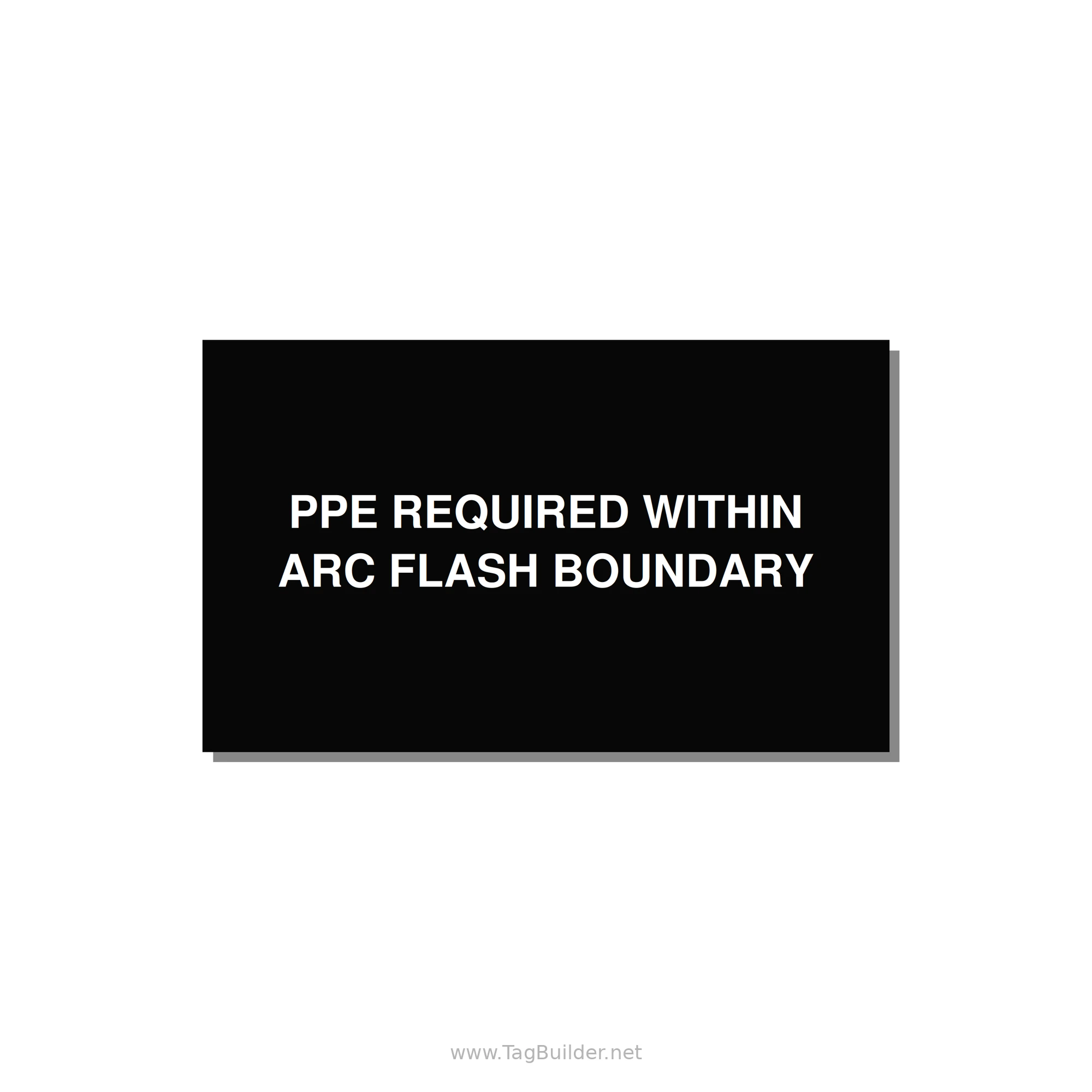 5.0x3.0" Arc Flash Safety Label - PPE REQUI — 5x3" White on Black, Adhesive