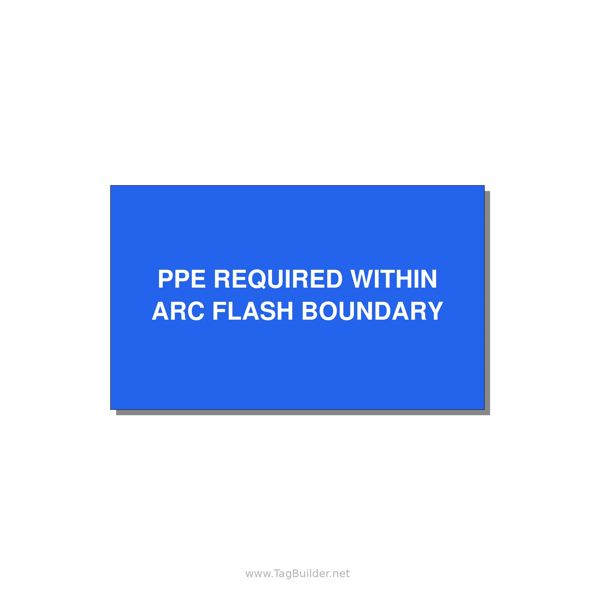 5.0x3.0" Arc Flash Safety Label - PPE REQUI — 5x3" White on Blue, Adhesive