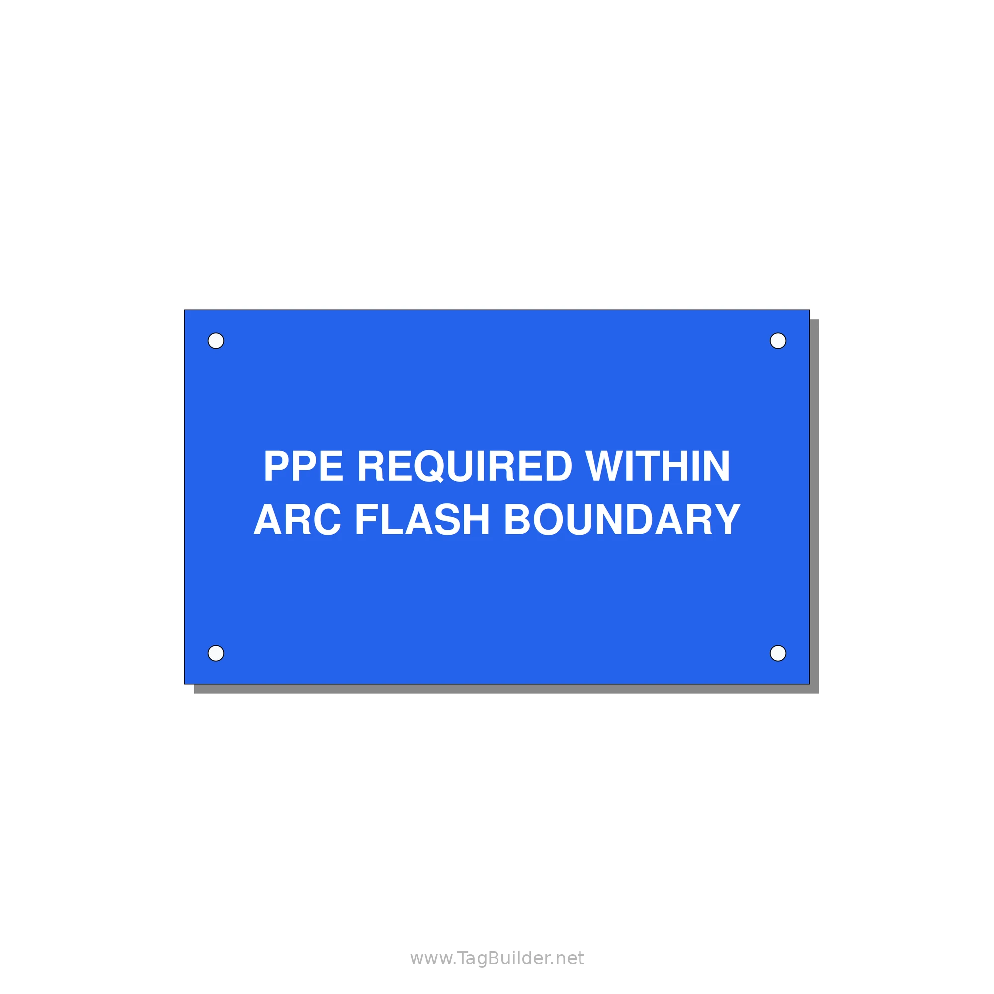 5.0x3.0" Arc Flash Safety Label - PPE REQUI — 5x3" White on Blue, Holes