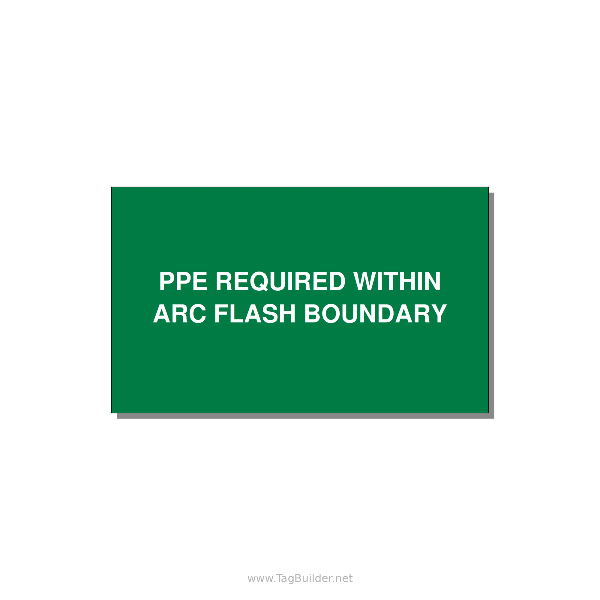 5.0x3.0" Arc Flash Safety Label - PPE REQUI — 5x3" White on Green, Adhesive