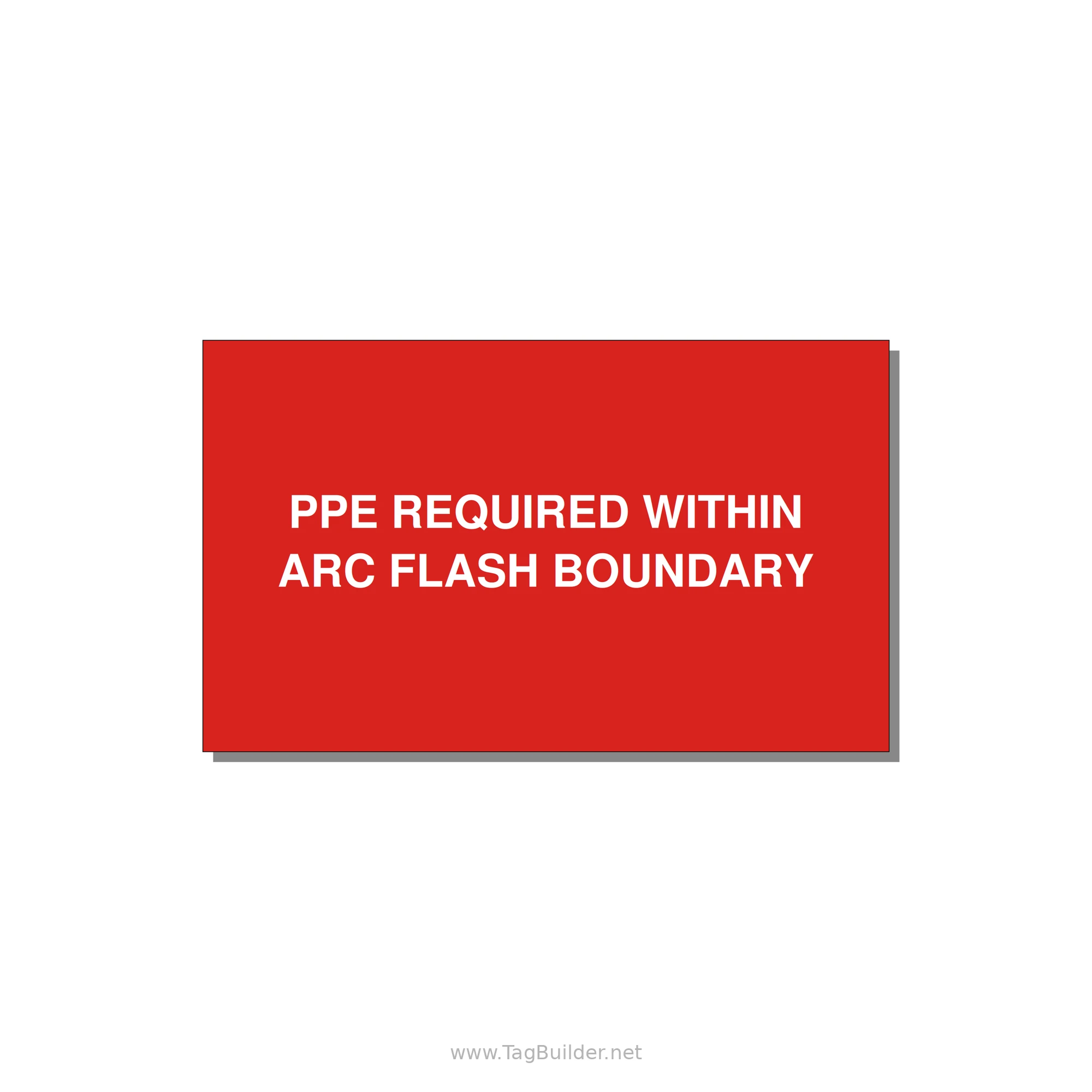 5.0x3.0" Arc Flash Safety Label - PPE REQUI — 5x3" White on Red, Adhesive