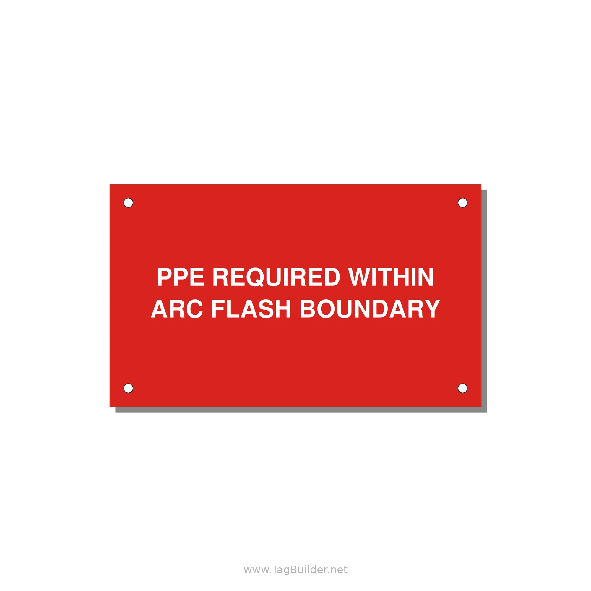 5.0x3.0" Arc Flash Safety Label - PPE REQUI — 5x3" White on Red, Holes