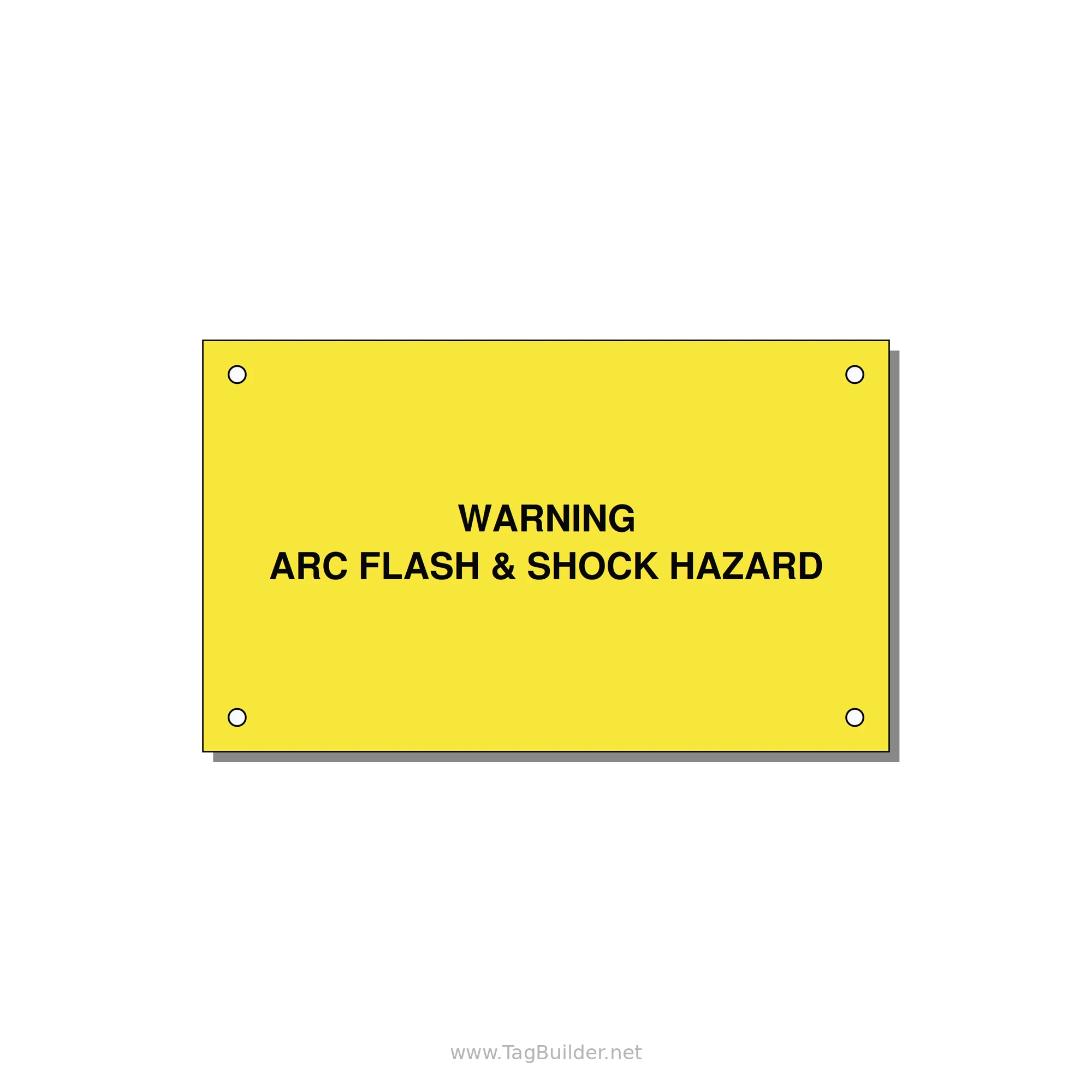 5.0x3.0" Arc Flash Safety Label - WARNING ARC FLASH & SHOCK — 5x3" Black on Yellow, Holes