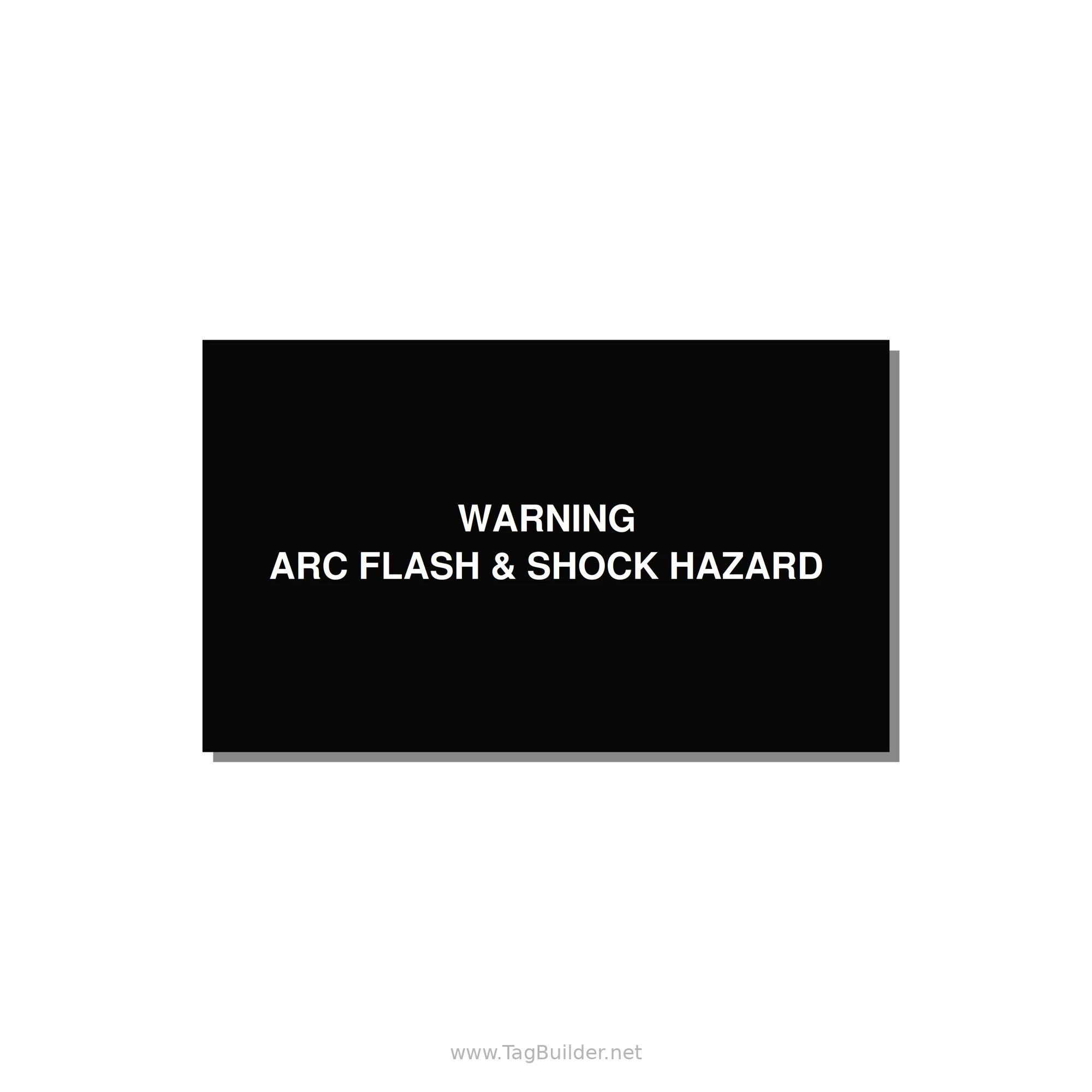 5.0x3.0" Arc Flash Safety Label - WARNING ARC FLASH & SHOCK — 5x3" White on Black, Adhesive