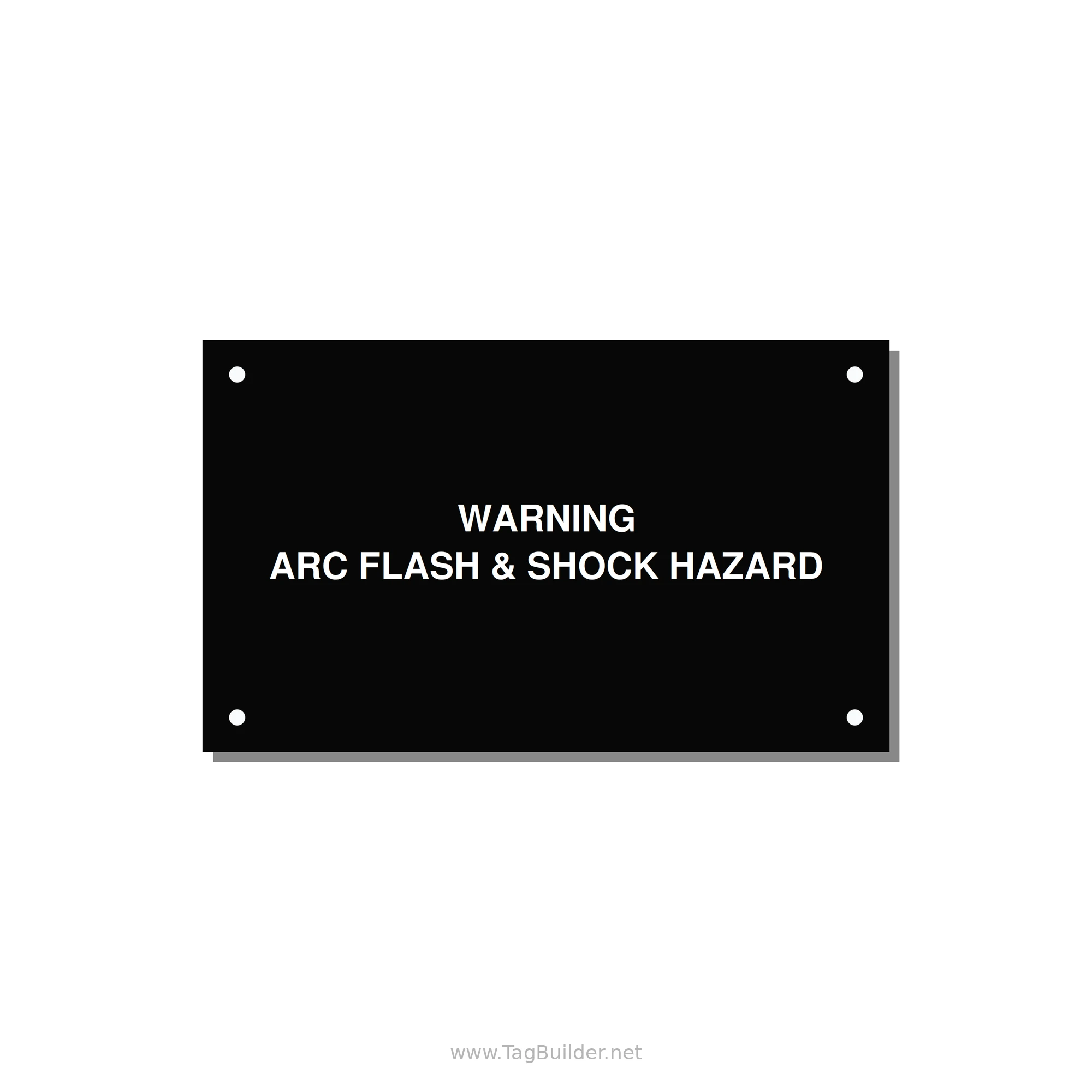5.0x3.0" Arc Flash Safety Label - WARNING ARC FLASH & SHOCK — 5x3" White on Black, Holes