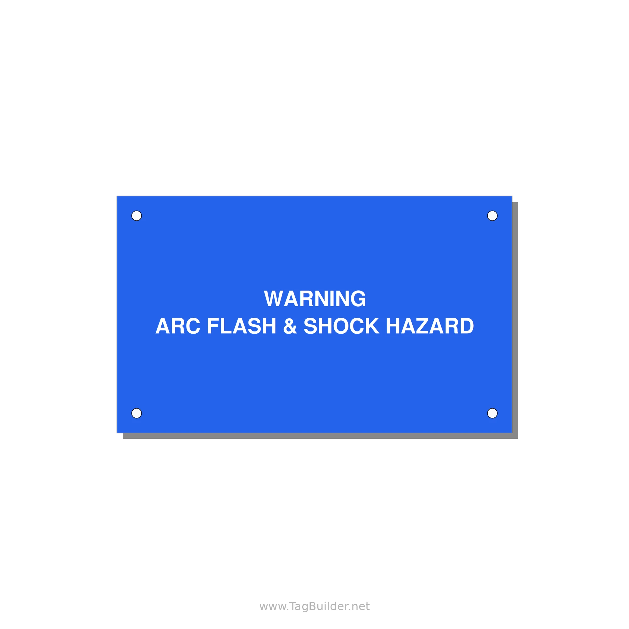 5.0x3.0" Arc Flash Safety Label - WARNING ARC FLASH & SHOCK — 5x3" White on Blue, Holes