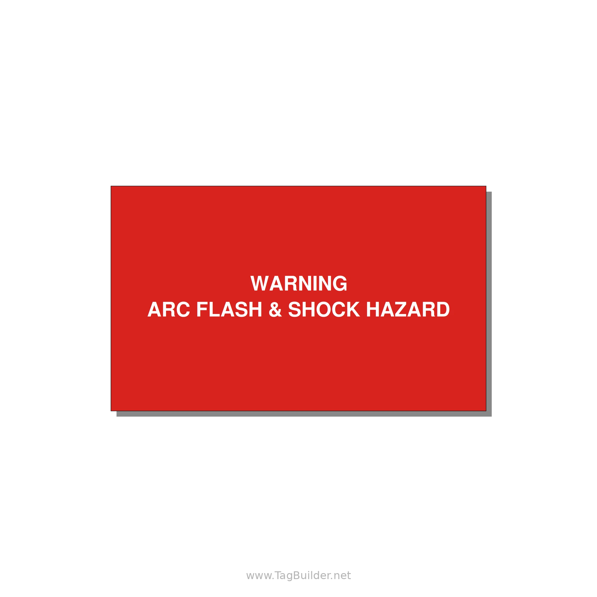 5.0x3.0" Arc Flash Safety Label - WARNING ARC FLASH & SHOCK — 5x3" White on Red, Adhesive