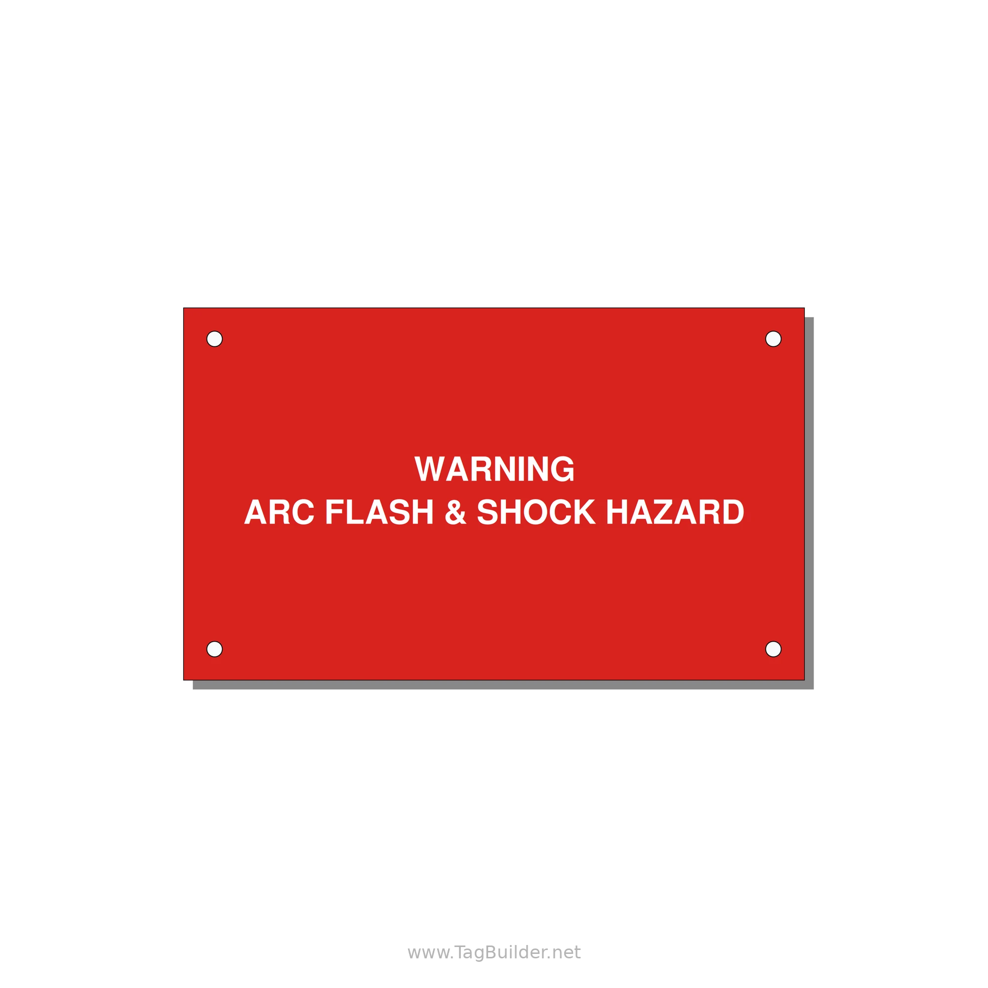 5.0x3.0" Arc Flash Safety Label - WARNING ARC FLASH & SHOCK — 5x3" White on Red, Holes