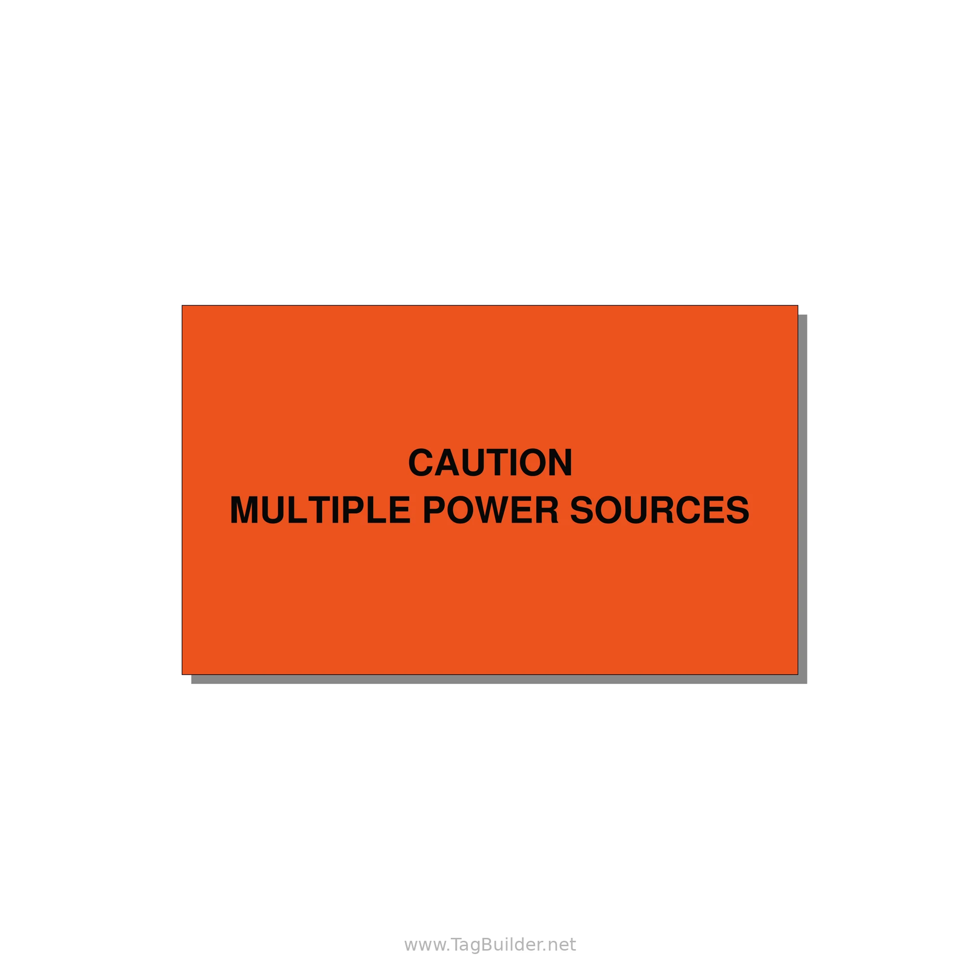5.0x3.0" Caution Safety Label - CAUTION MULTIPLE POWER SO — 5x3" Black on Orange, Adhesive