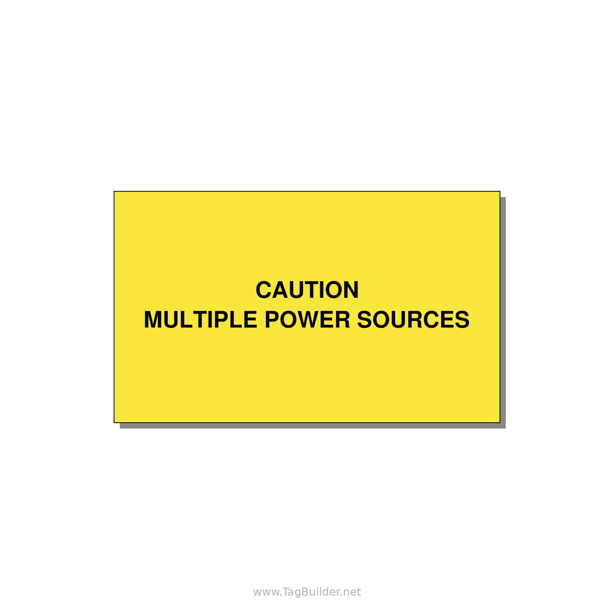 5.0x3.0" Caution Safety Label - CAUTION MULTIPLE POWER SO — 5x3" Black on Yellow, Adhesive
