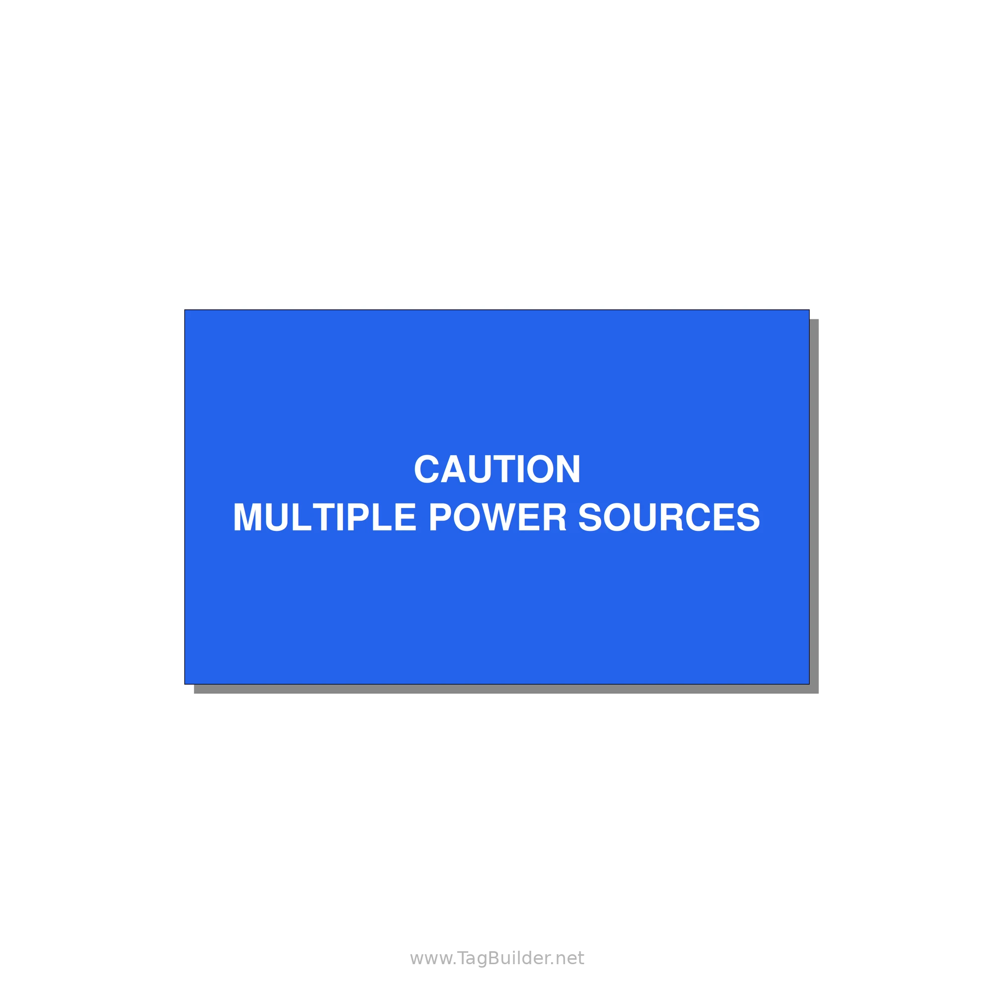 5.0x3.0" Caution Safety Label - CAUTION MULTIPLE POWER SO — 5x3" White on Blue, Adhesive