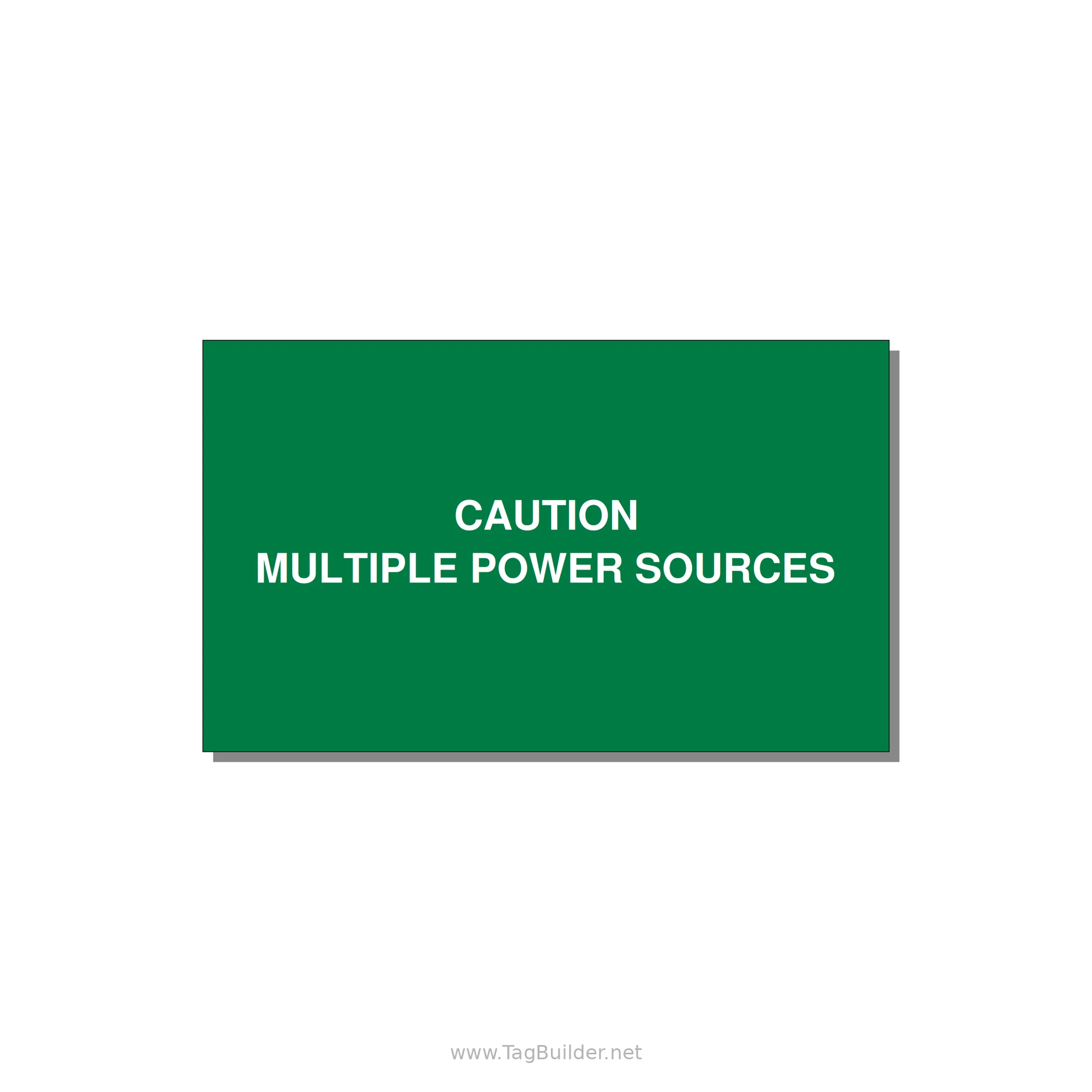 5.0x3.0" Caution Safety Label - CAUTION MULTIPLE POWER SO — 5x3" White on Green, Adhesive