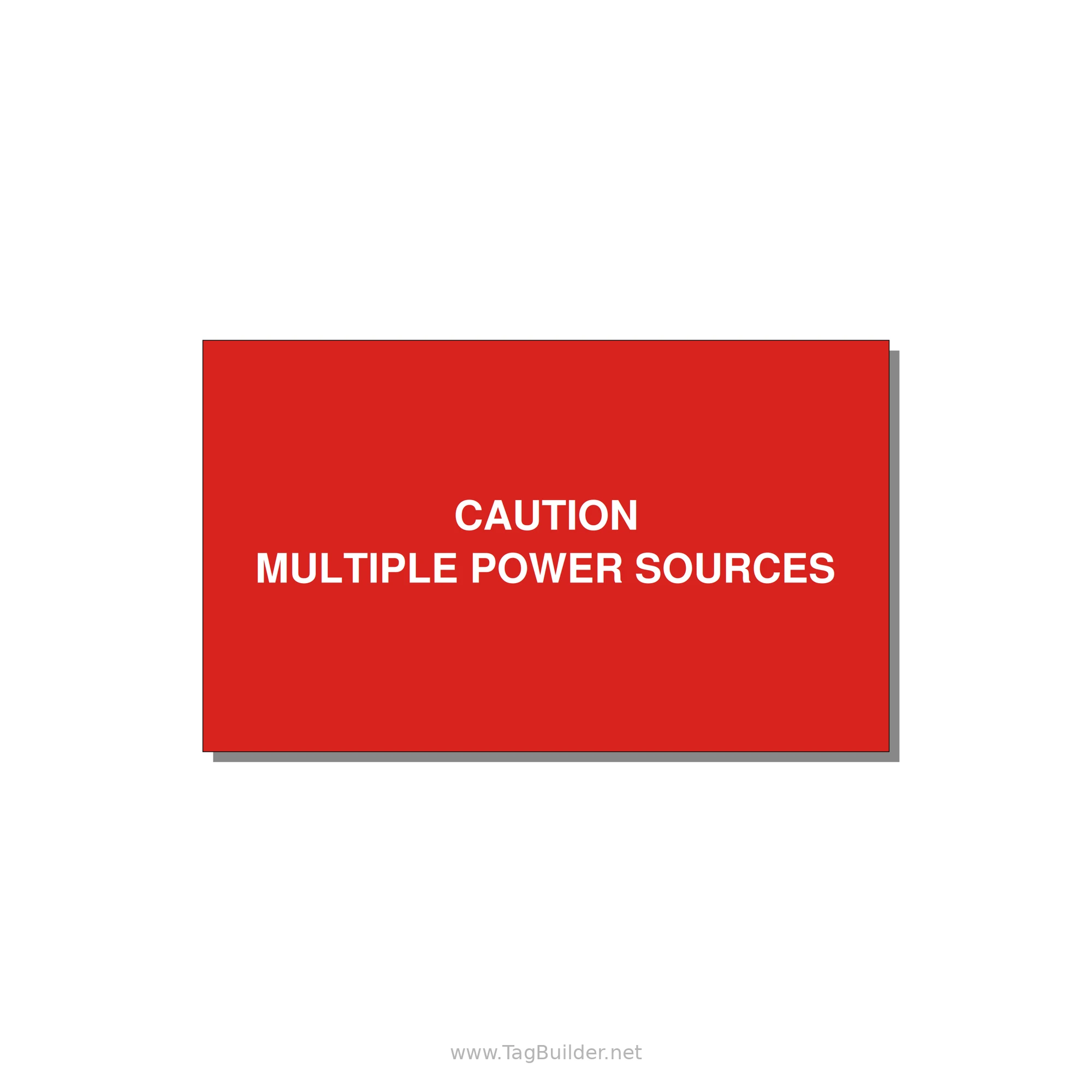 5.0x3.0" Caution Safety Label - CAUTION MULTIPLE POWER SO — 5x3" White on Red, Adhesive
