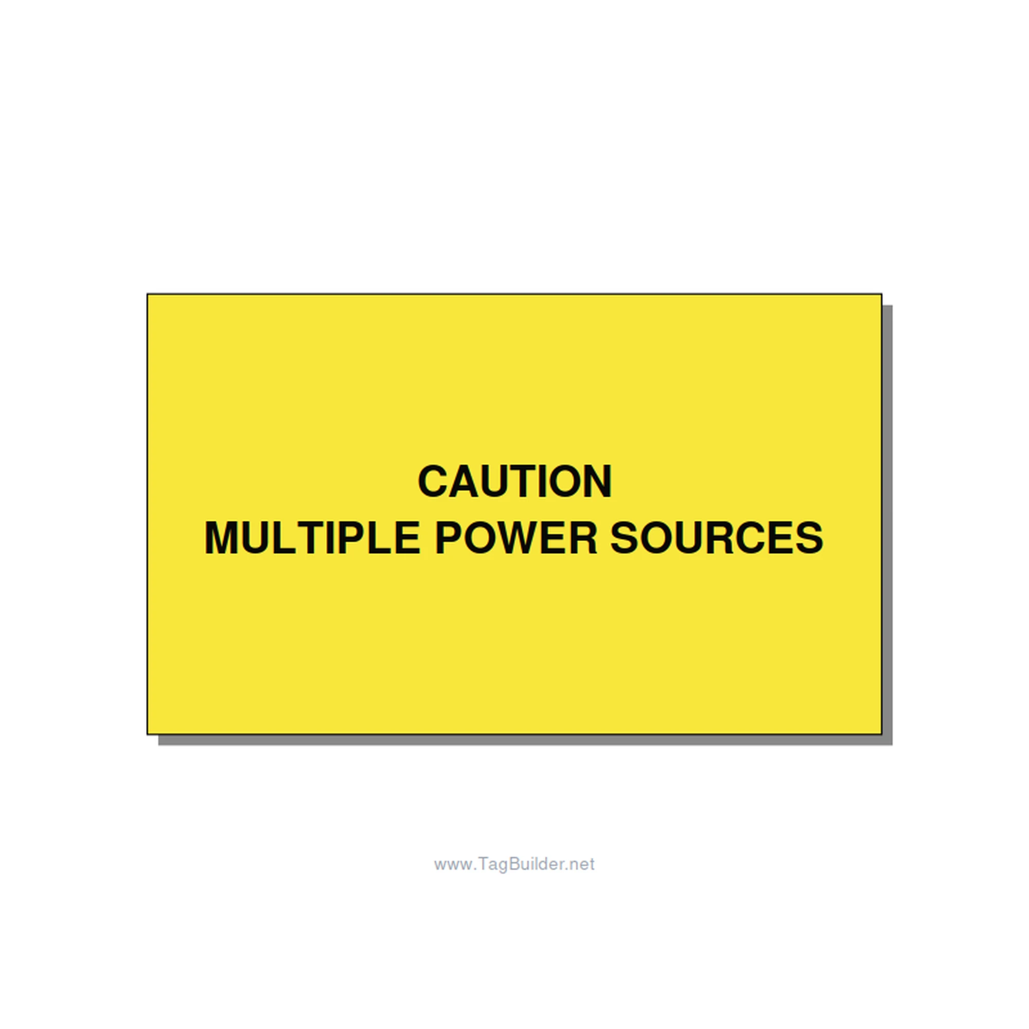 5.0x3.0" Caution Safety Label - CAUTION MULTIPLE POWER SO, Black/Yellow, Adhesiv