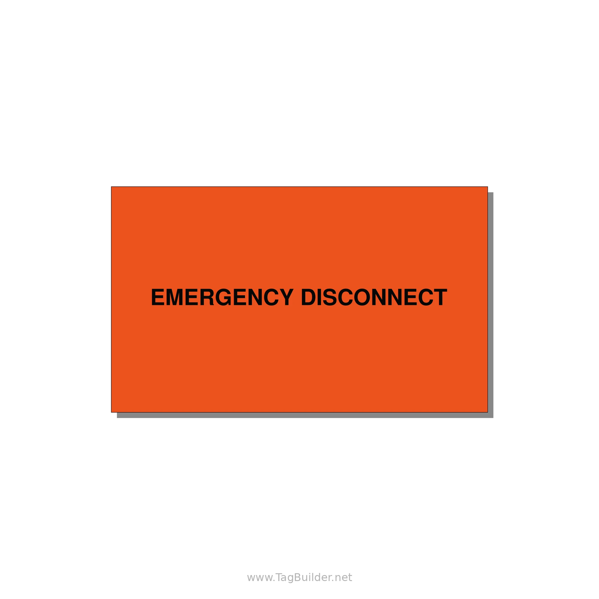 5.0x3.0" Disconnect Switch Label - EMERGENCY DISCONNECT — 5x3" Black on Orange, Adhesive