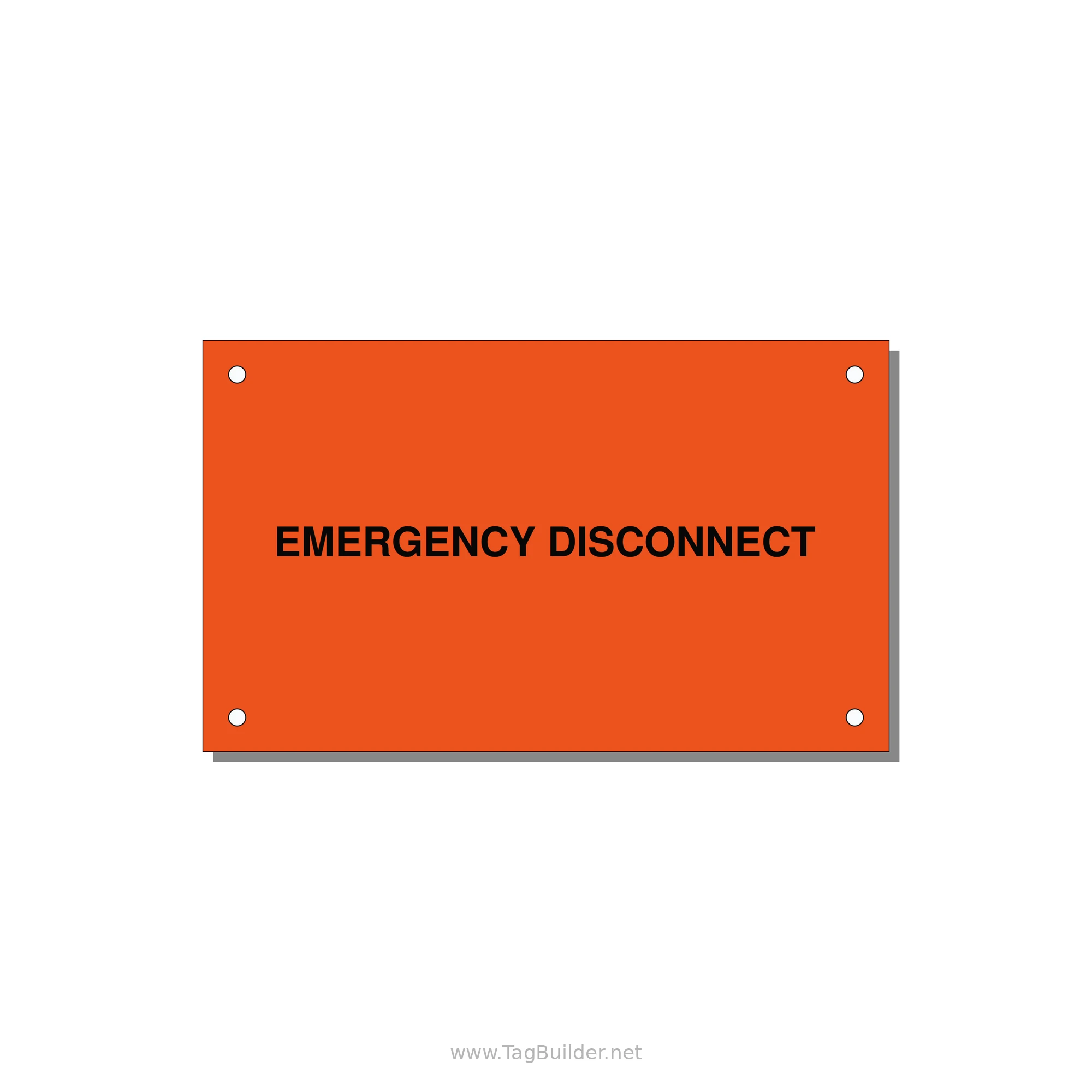 5.0x3.0" Disconnect Switch Label - EMERGENCY DISCONNECT — 5x3" Black on Orange, Holes
