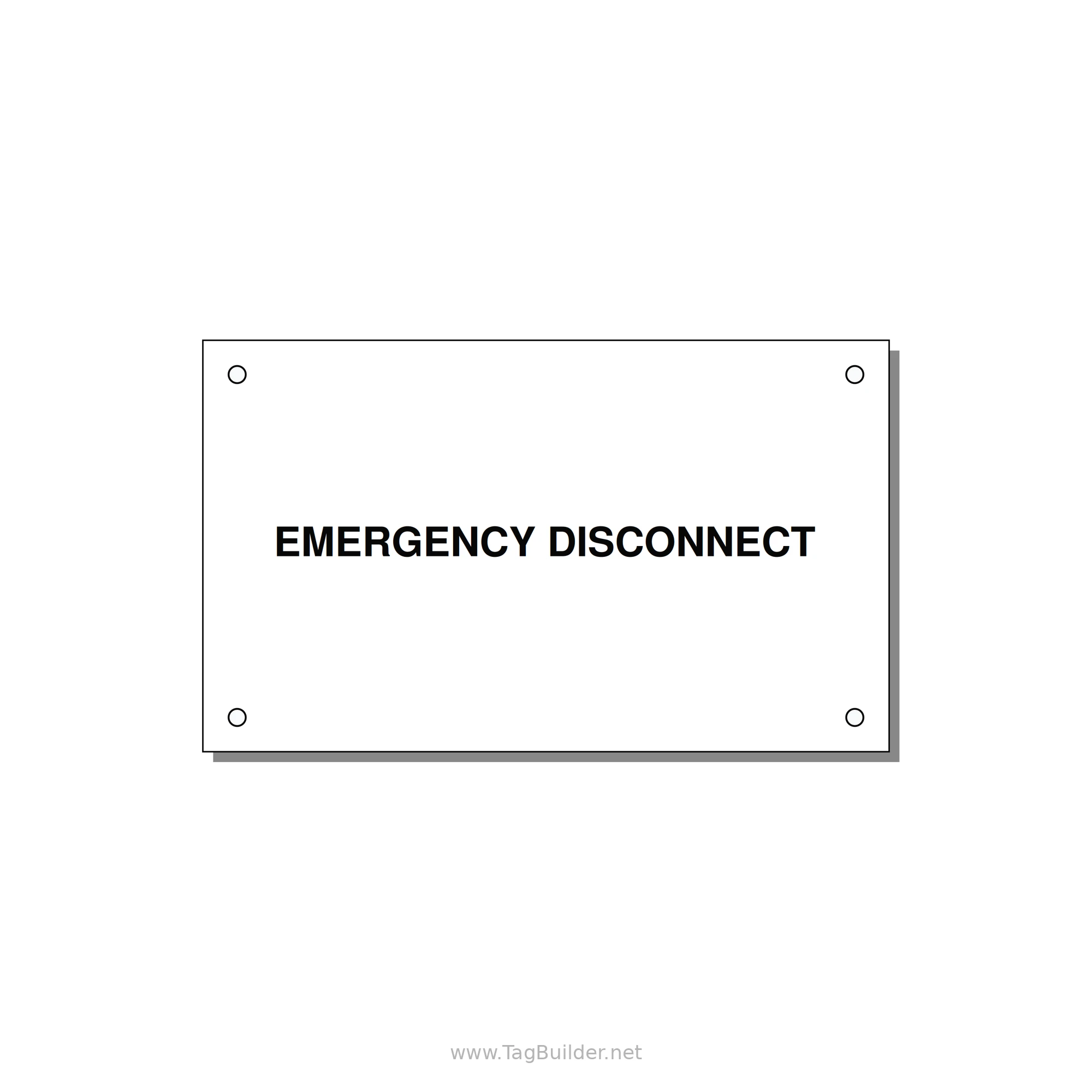 5.0x3.0" Disconnect Switch Label - EMERGENCY DISCONNECT — 5x3" Black on White, Holes