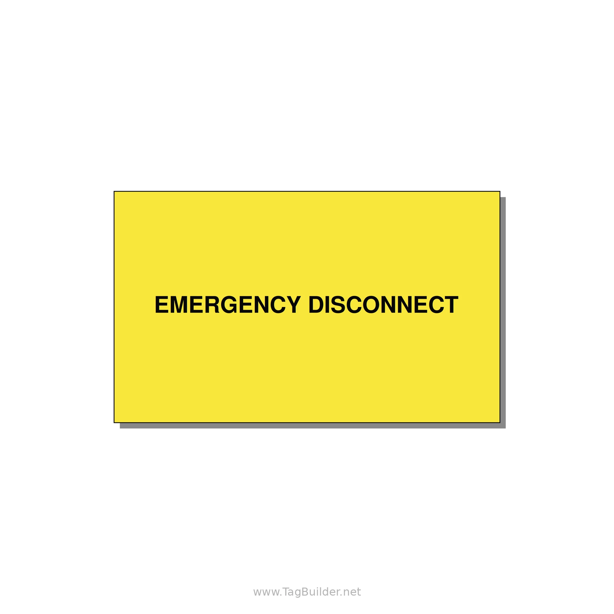 5.0x3.0" Disconnect Switch Label - EMERGENCY DISCONNECT — 5x3" Black on Yellow, Adhesive