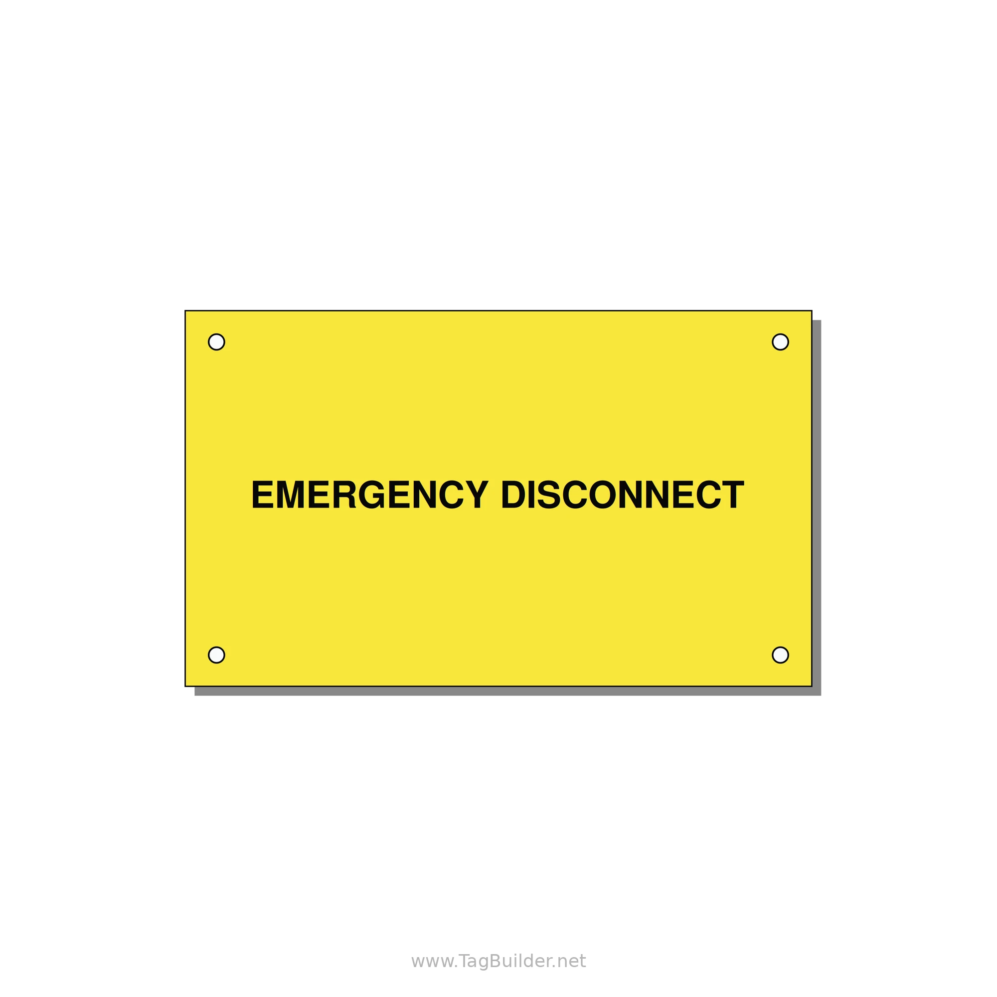 5.0x3.0" Disconnect Switch Label - EMERGENCY DISCONNECT — 5x3" Black on Yellow, Holes