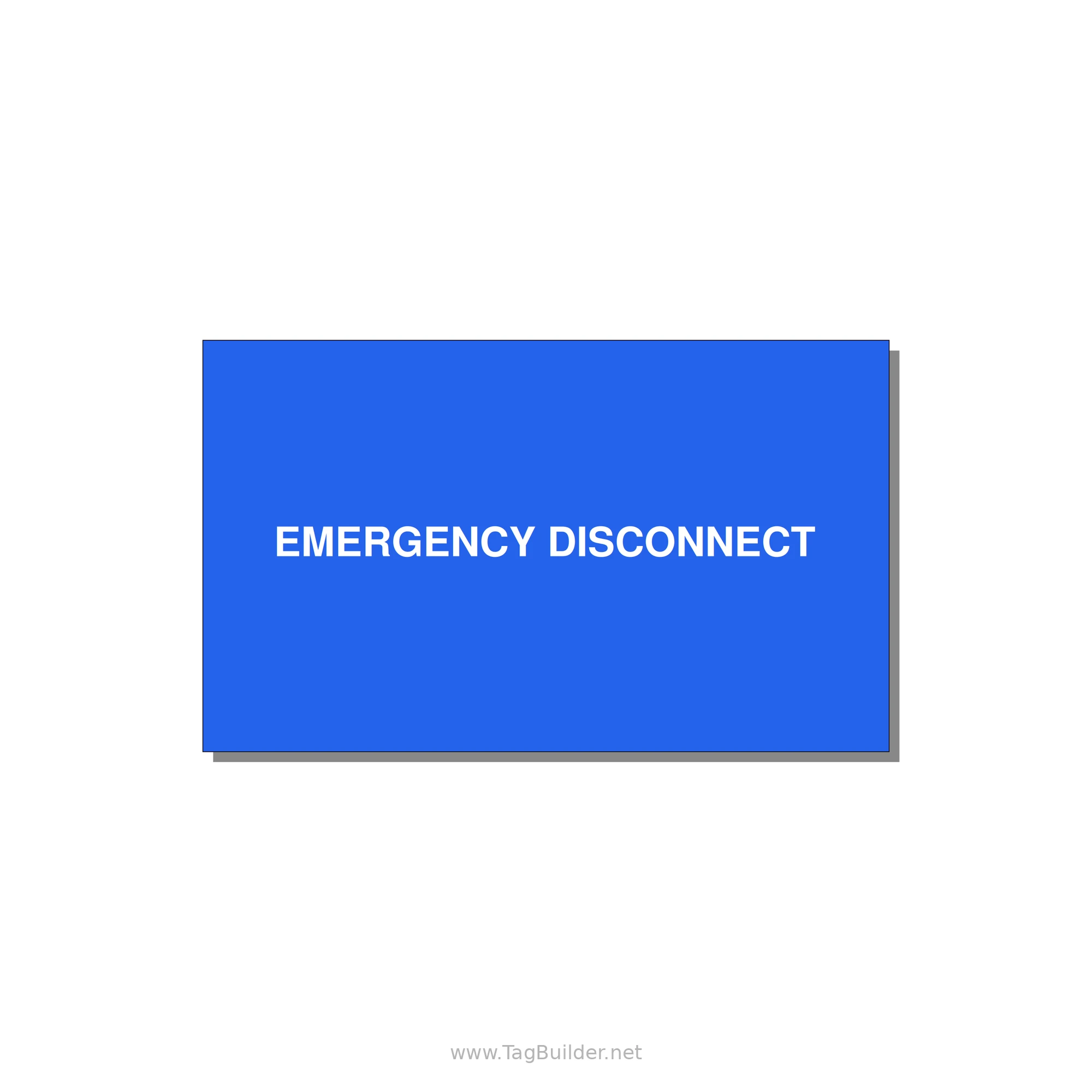 5.0x3.0" Disconnect Switch Label - EMERGENCY DISCONNECT — 5x3" White on Blue, Adhesive