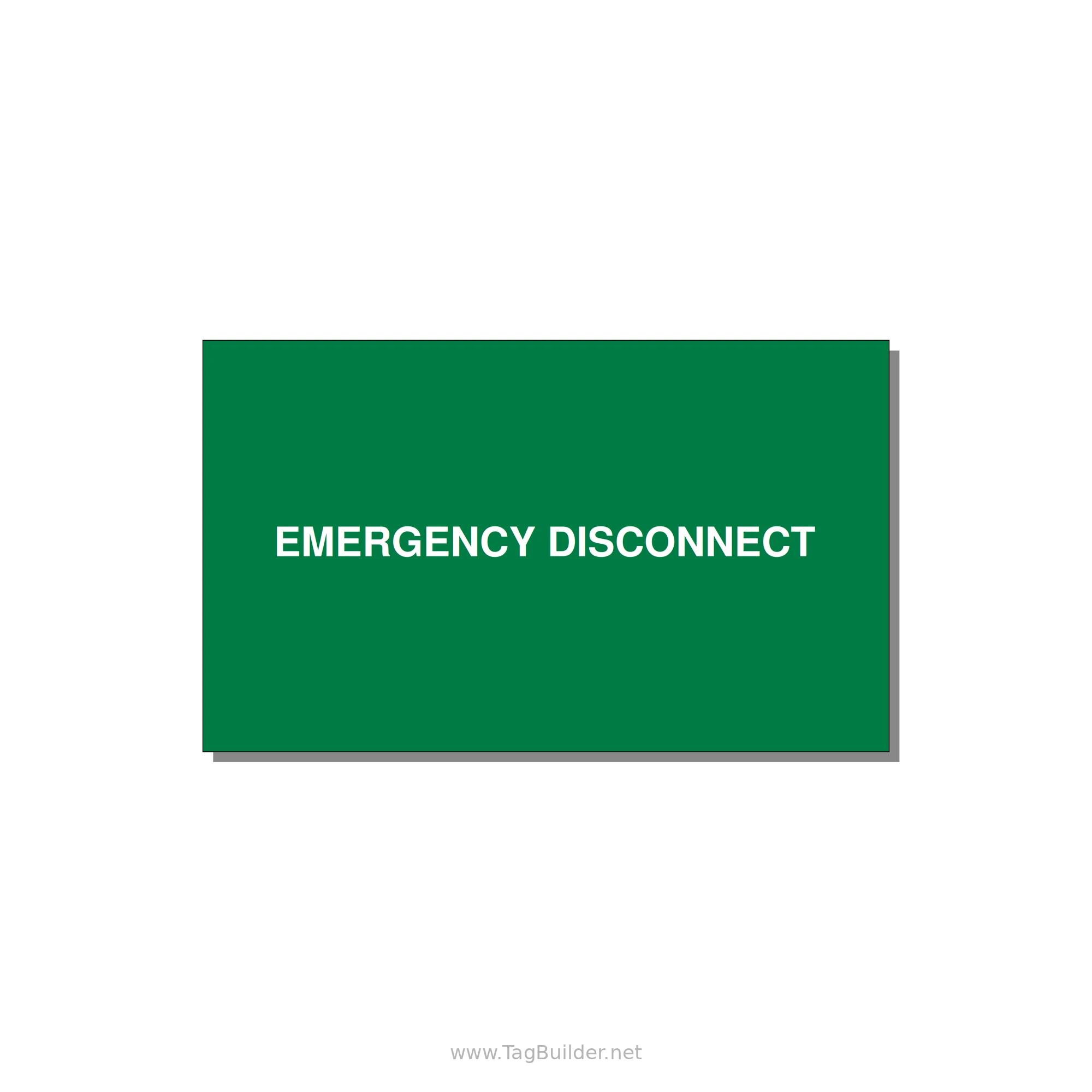 5.0x3.0" Disconnect Switch Label - EMERGENCY DISCONNECT — 5x3" White on Green, Adhesive