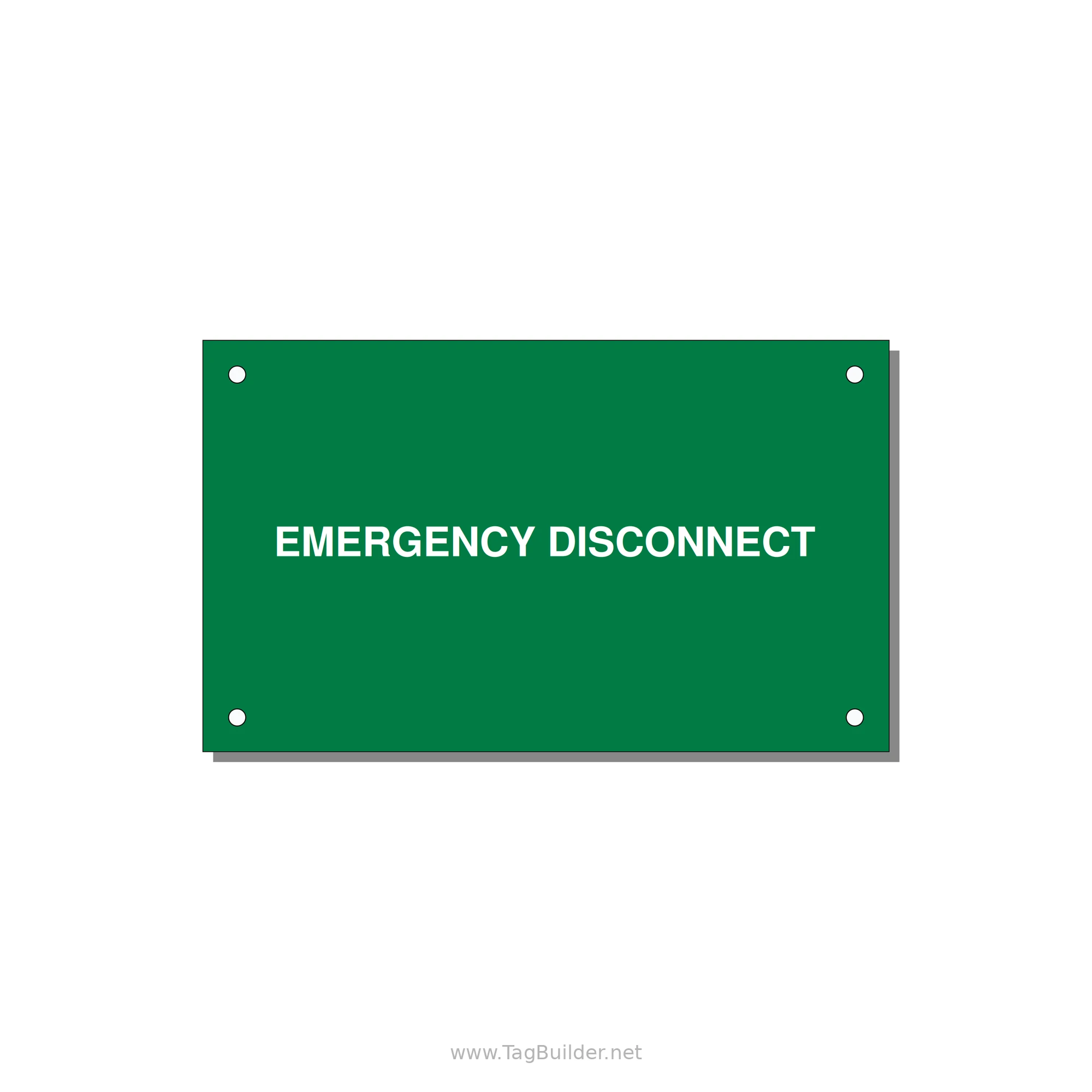5.0x3.0" Disconnect Switch Label - EMERGENCY DISCONNECT — 5x3" White on Green, Holes