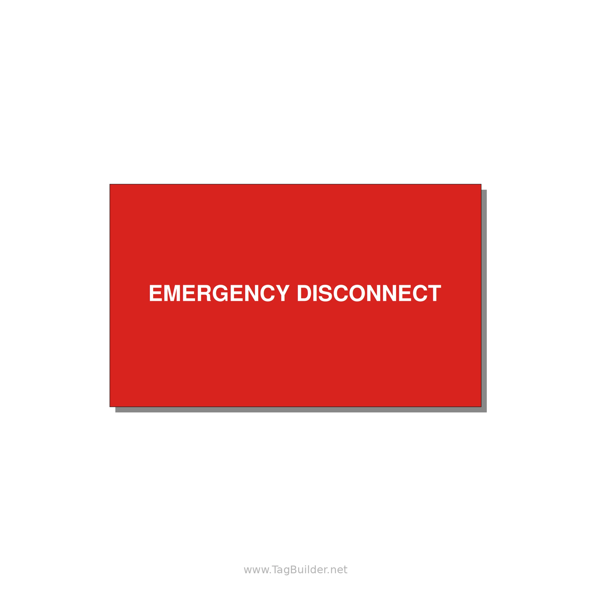 5.0x3.0" Disconnect Switch Label - EMERGENCY DISCONNECT — 5x3" White on Red, Adhesive