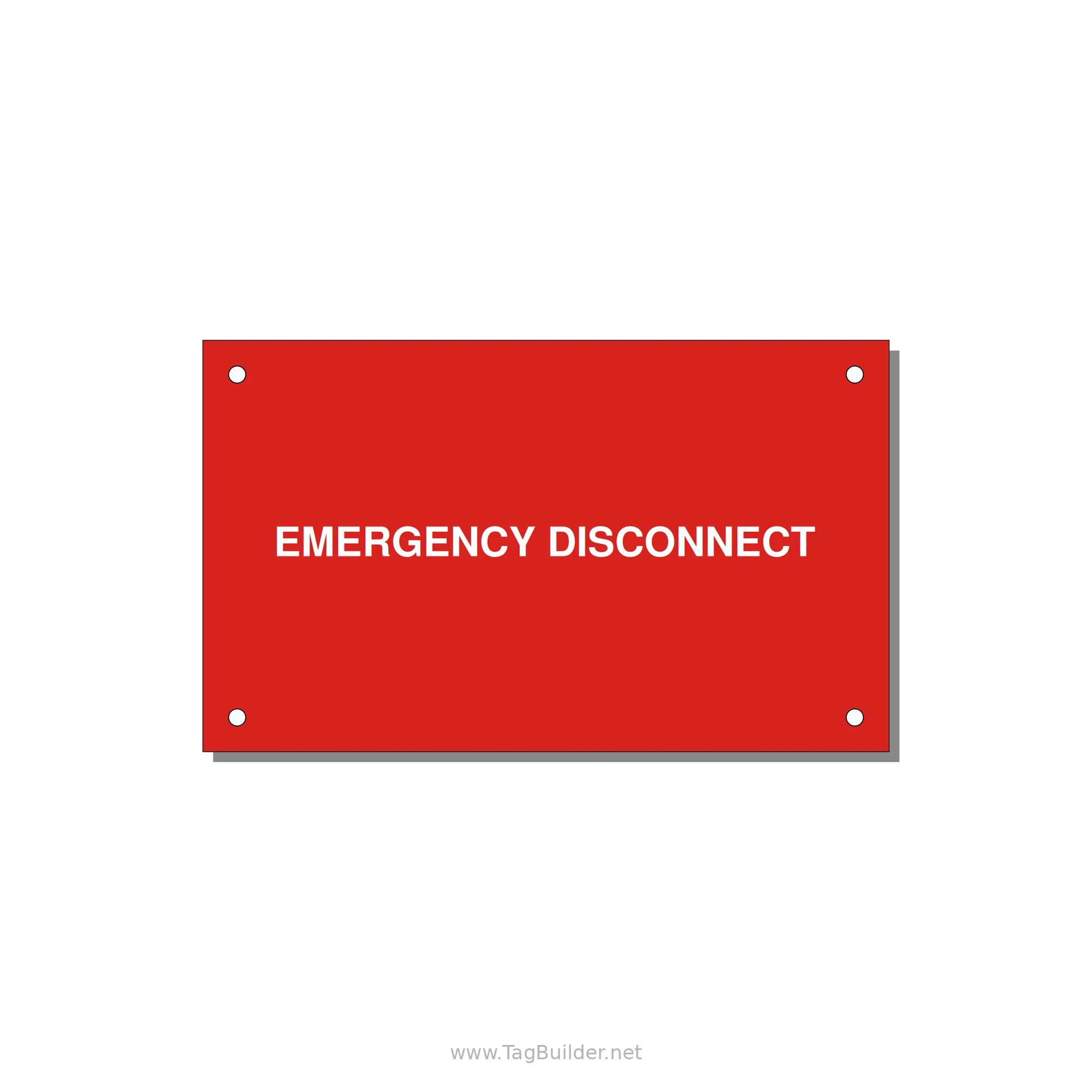 5.0x3.0" Disconnect Switch Label - EMERGENCY DISCONNECT — 5x3" White on Red, Holes