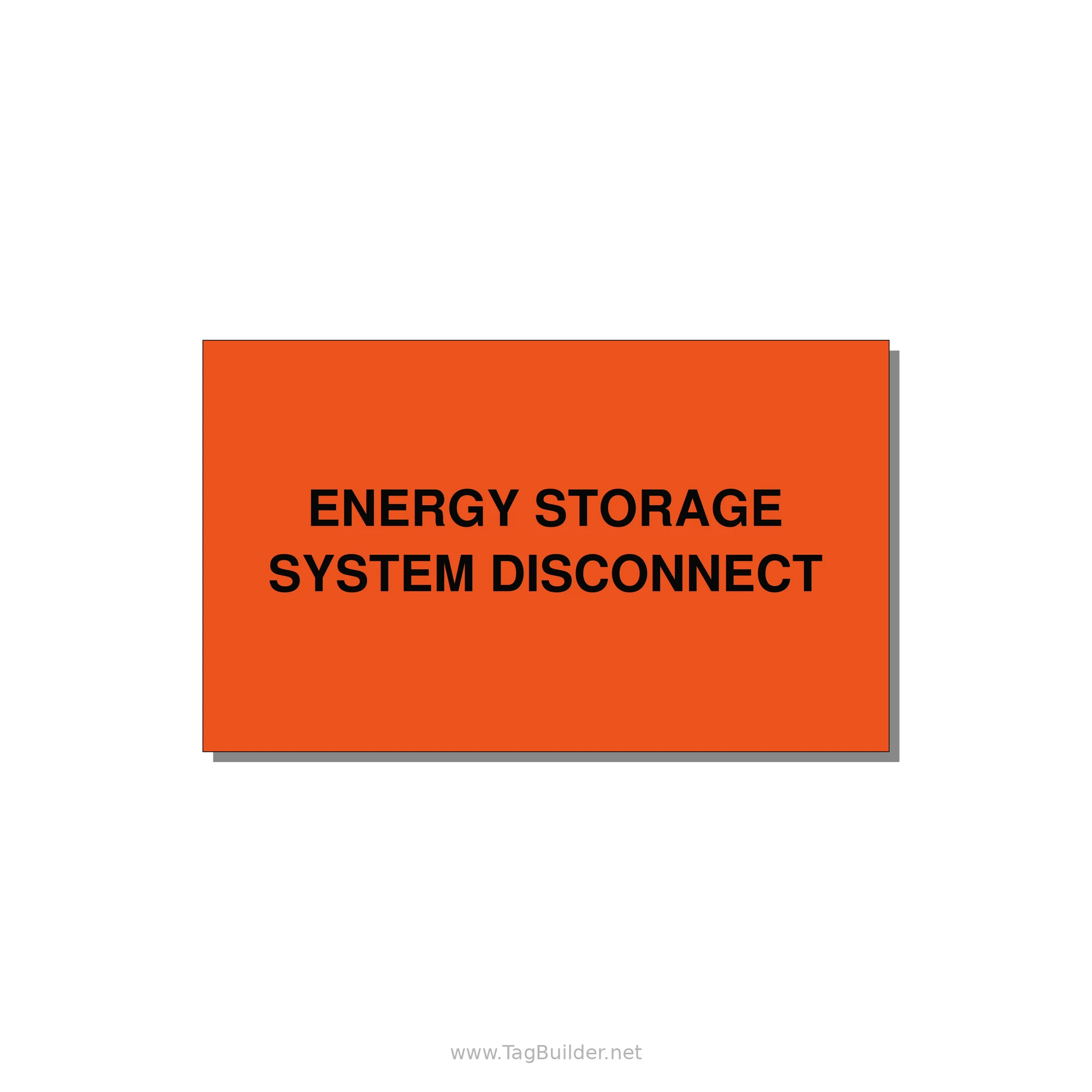 5.0x3.0" Disconnect Switch Label - ENERGY STORAGE SYSTEM DIS — 5x3" Black on Orange, Adhesive