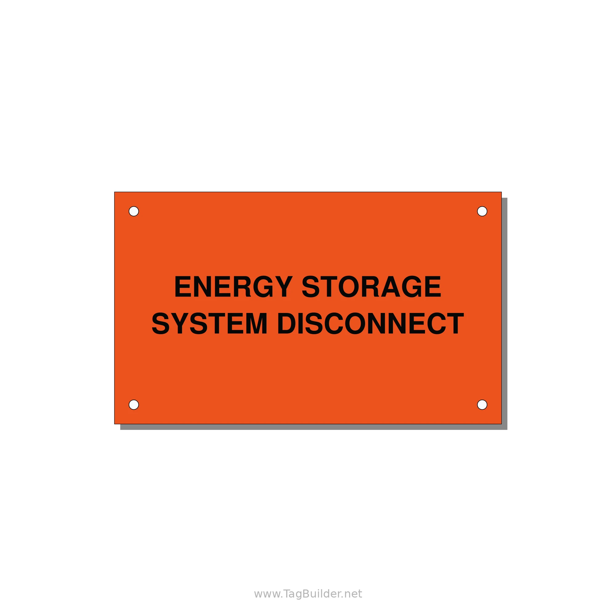 5.0x3.0" Disconnect Switch Label - ENERGY STORAGE SYSTEM DIS — 5x3" Black on Orange, Holes