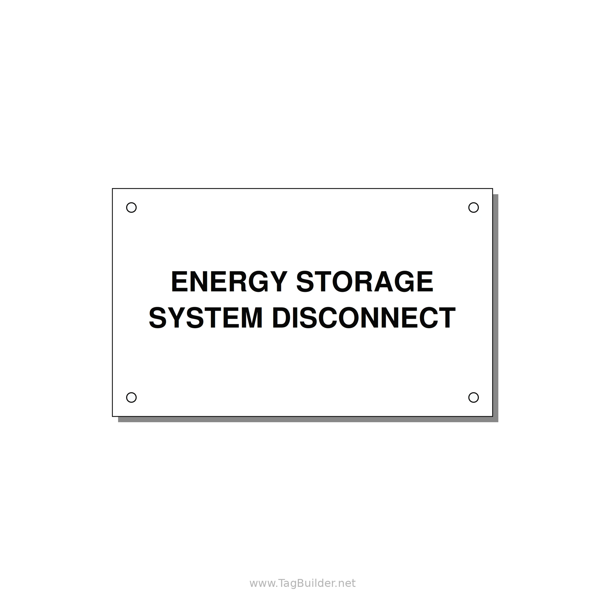5.0x3.0" Disconnect Switch Label - ENERGY STORAGE SYSTEM DIS — 5x3" Black on White, Holes
