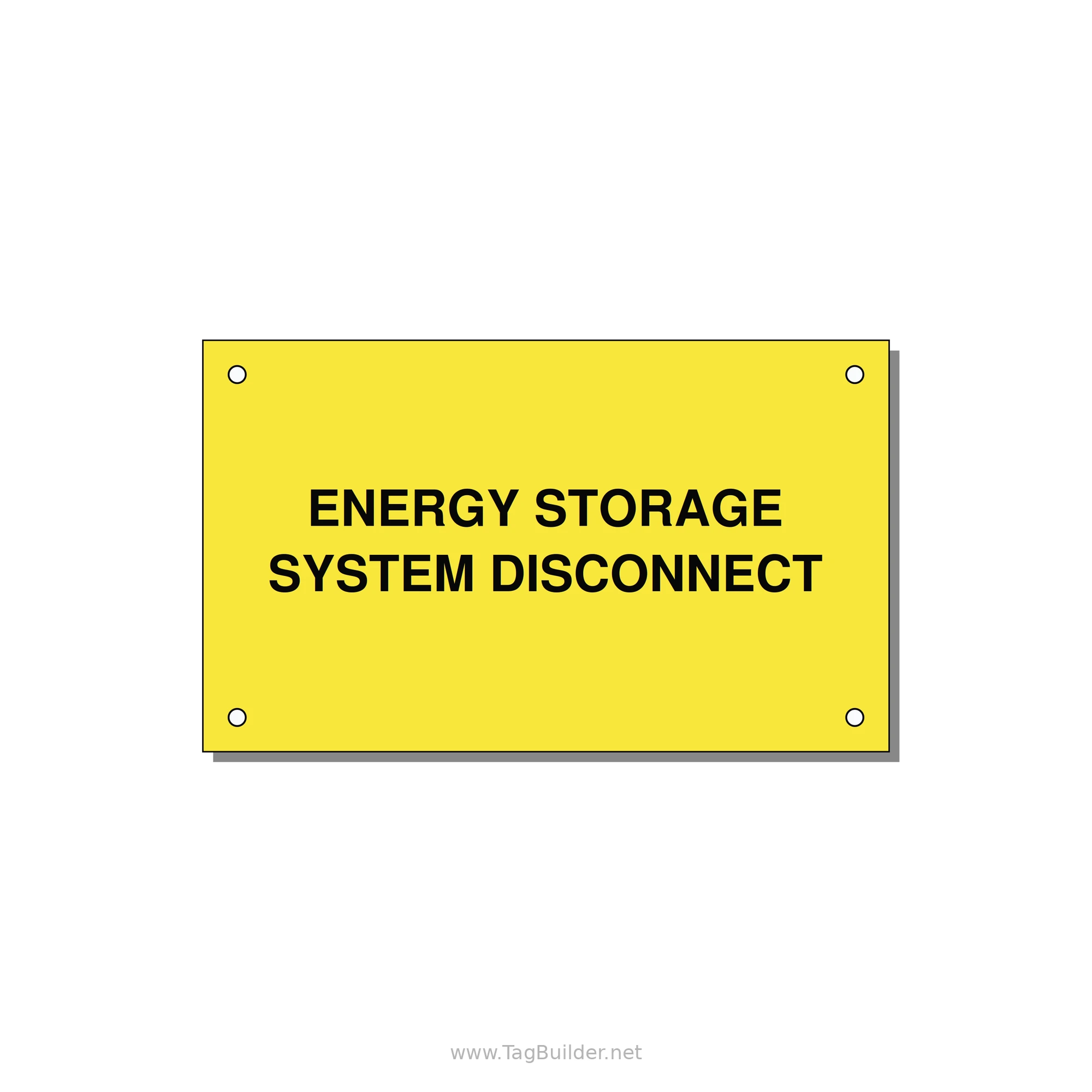 5.0x3.0" Disconnect Switch Label - ENERGY STORAGE SYSTEM DIS — 5x3" Black on Yellow, Holes