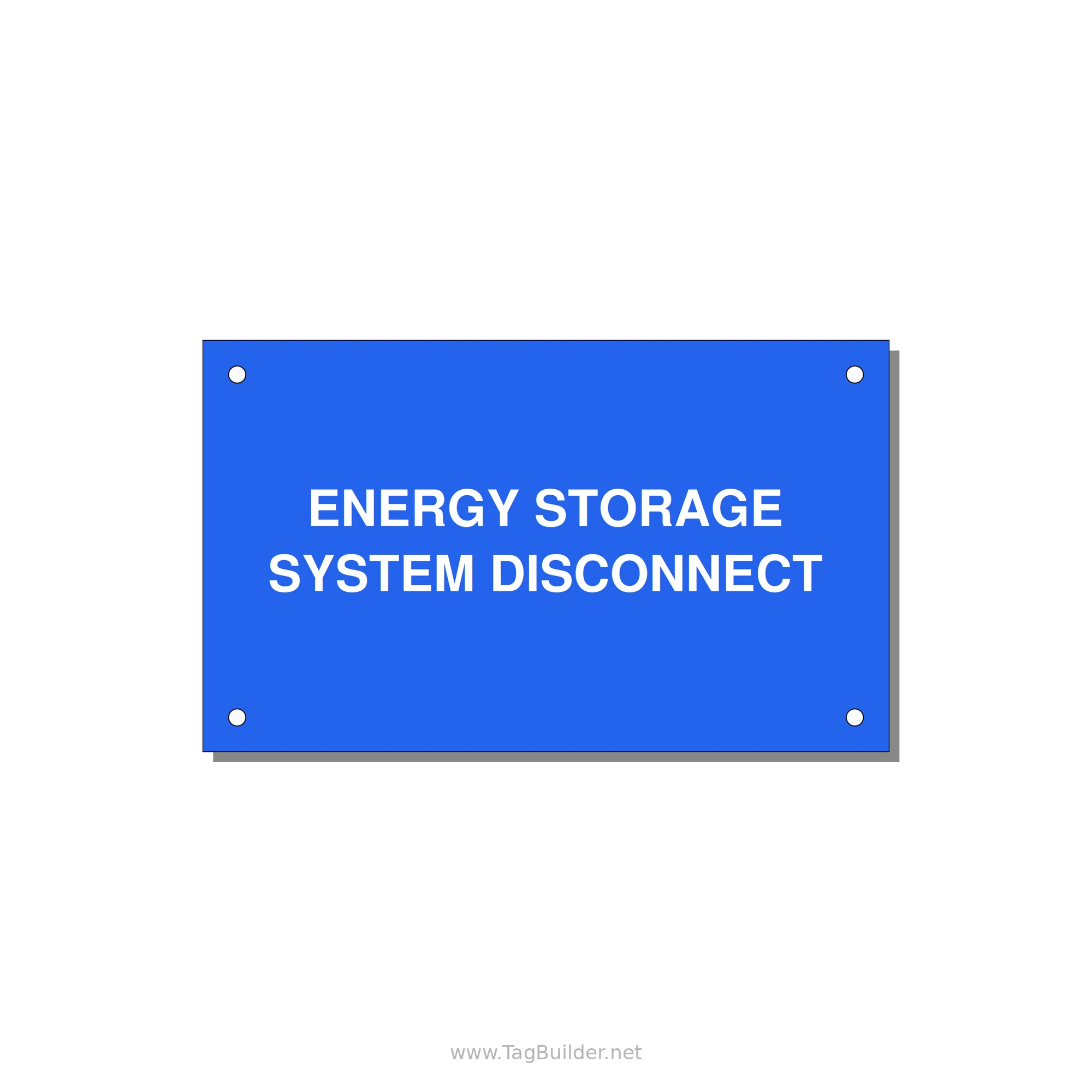 5.0x3.0" Disconnect Switch Label - ENERGY STORAGE SYSTEM DIS — 5x3" White on Blue, Holes