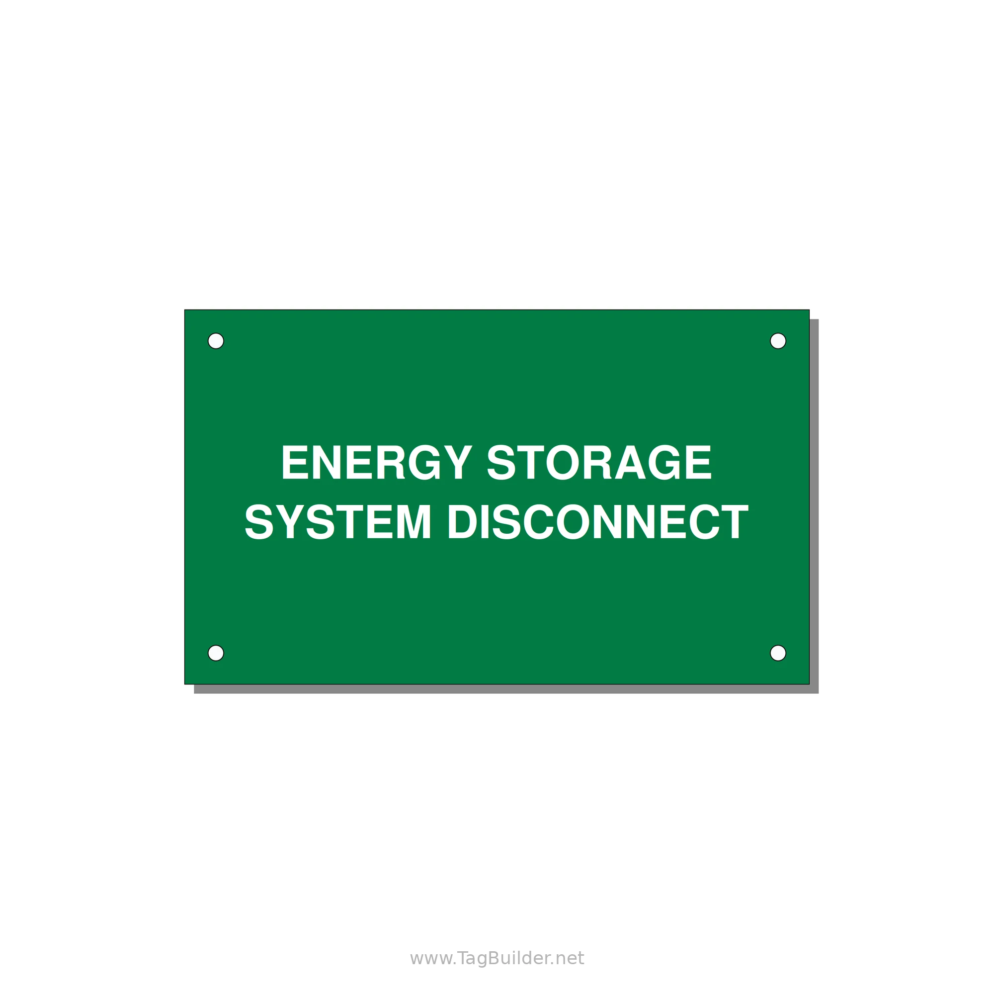 5.0x3.0" Disconnect Switch Label - ENERGY STORAGE SYSTEM DIS — 5x3" White on Green, Holes