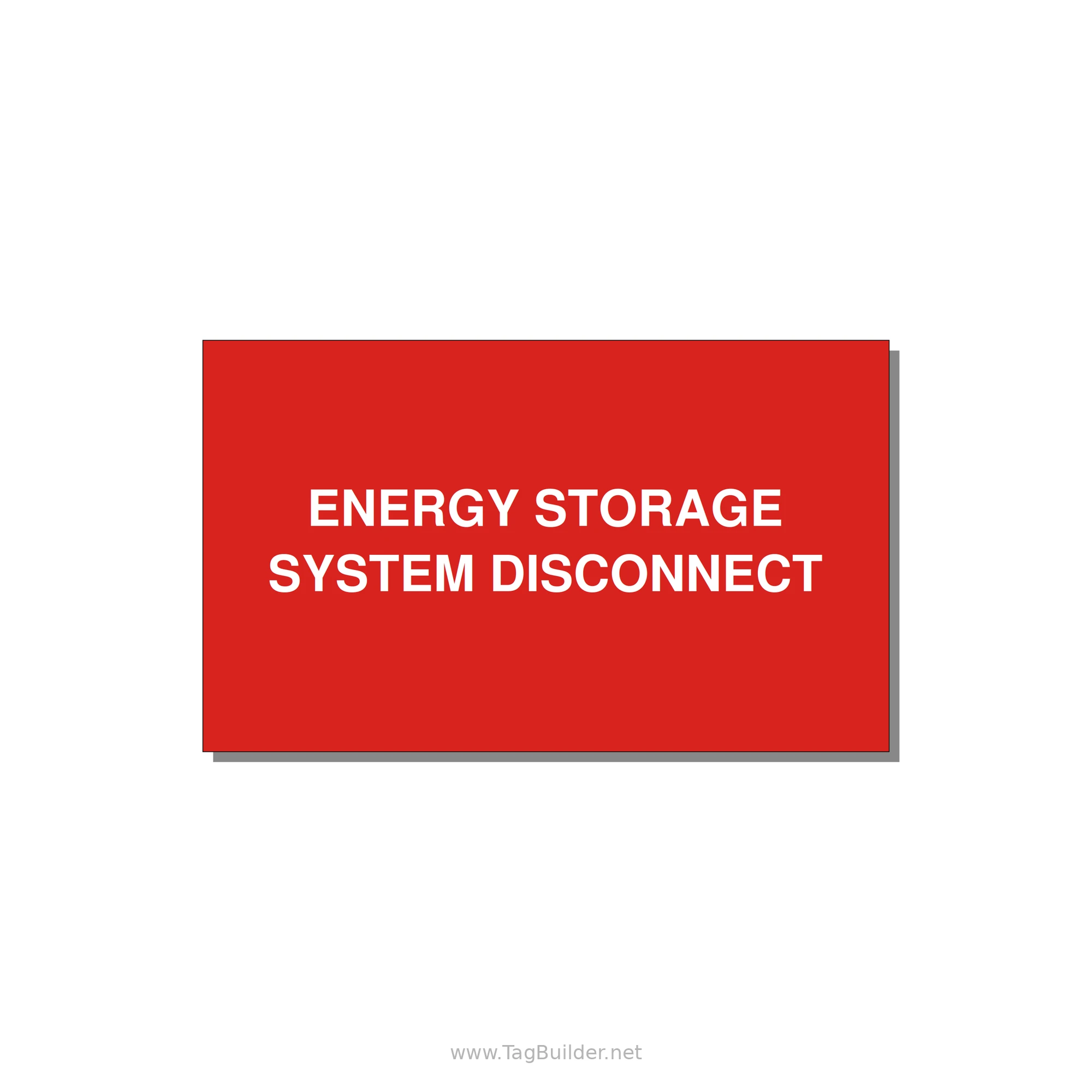 5.0x3.0" Disconnect Switch Label - ENERGY STORAGE SYSTEM DIS — 5x3" White on Red, Adhesive