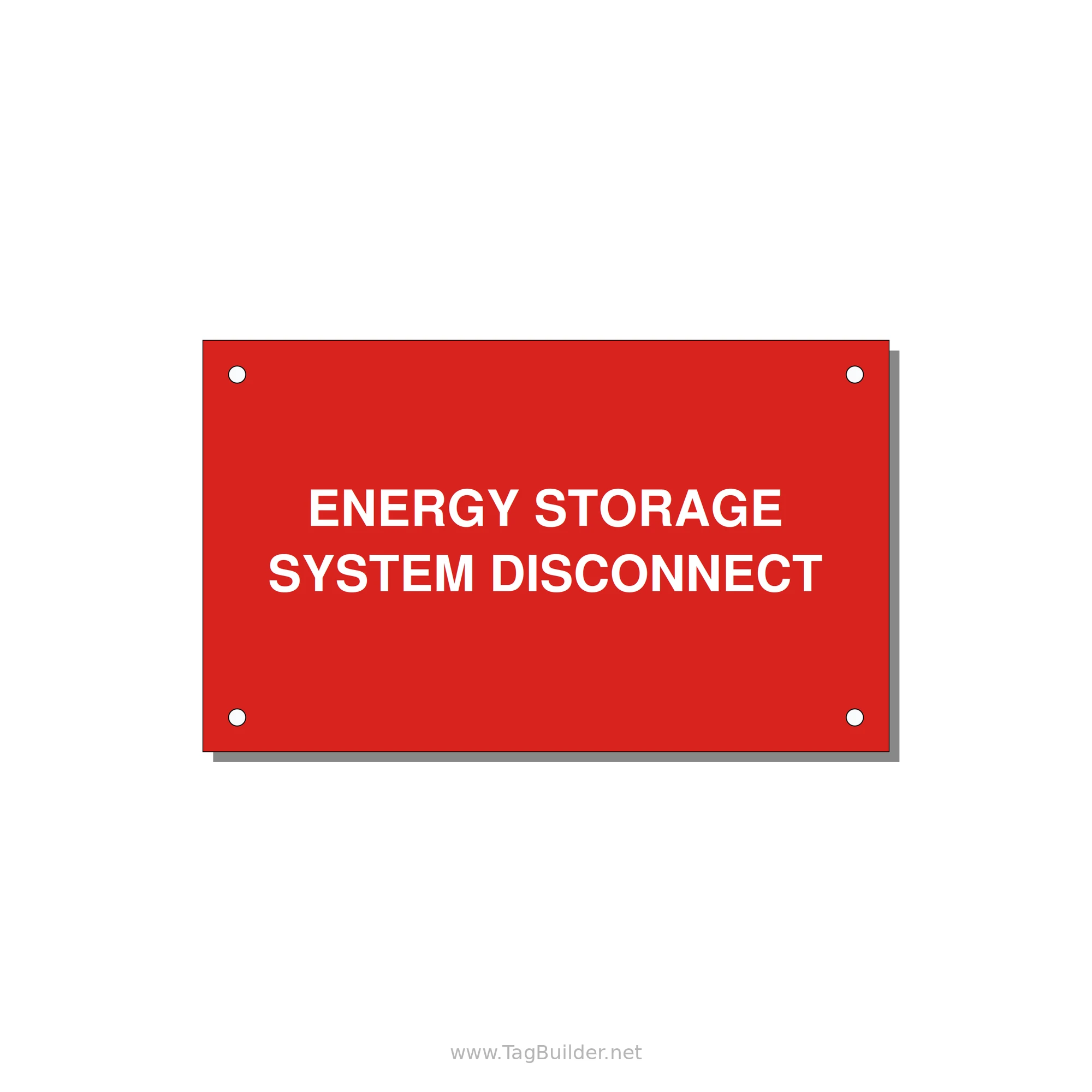 5.0x3.0" Disconnect Switch Label - ENERGY STORAGE SYSTEM DIS — 5x3" White on Red, Holes