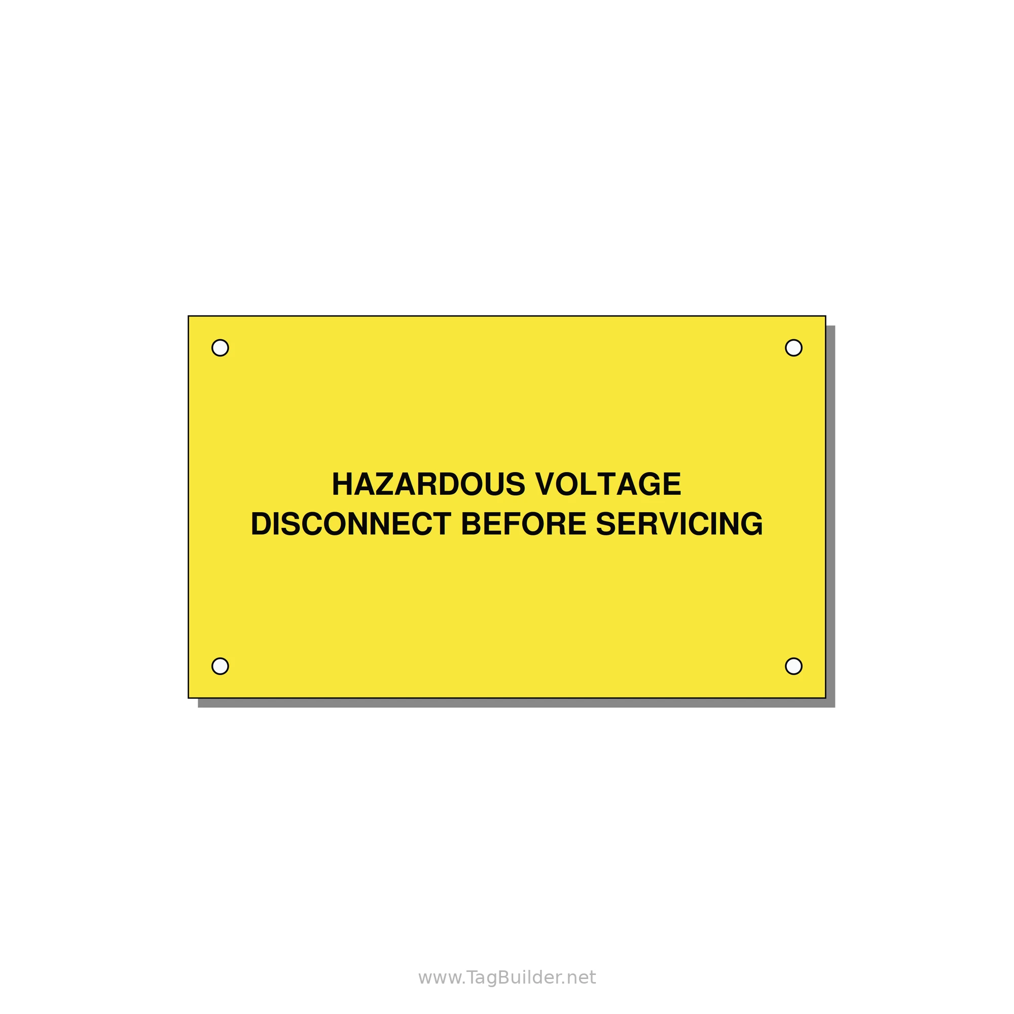 5.0x3.0" Disconnect Switch Label - HAZARDOUS VOLTAGE DISCONN — 5x3" Black on Yellow, Holes